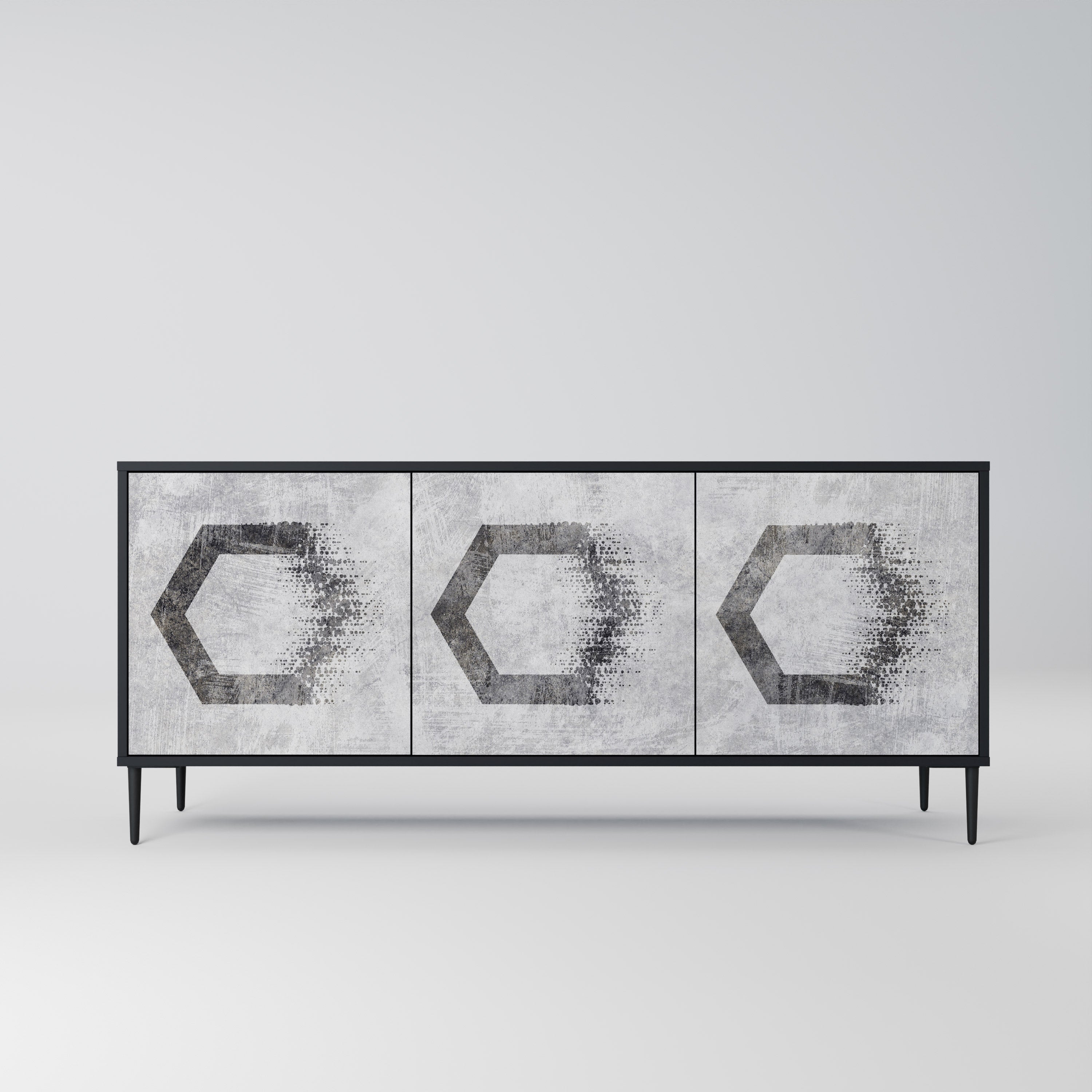 HEXAGONAL FIGURES 3-türiges Sideboard in schwarzem Finish