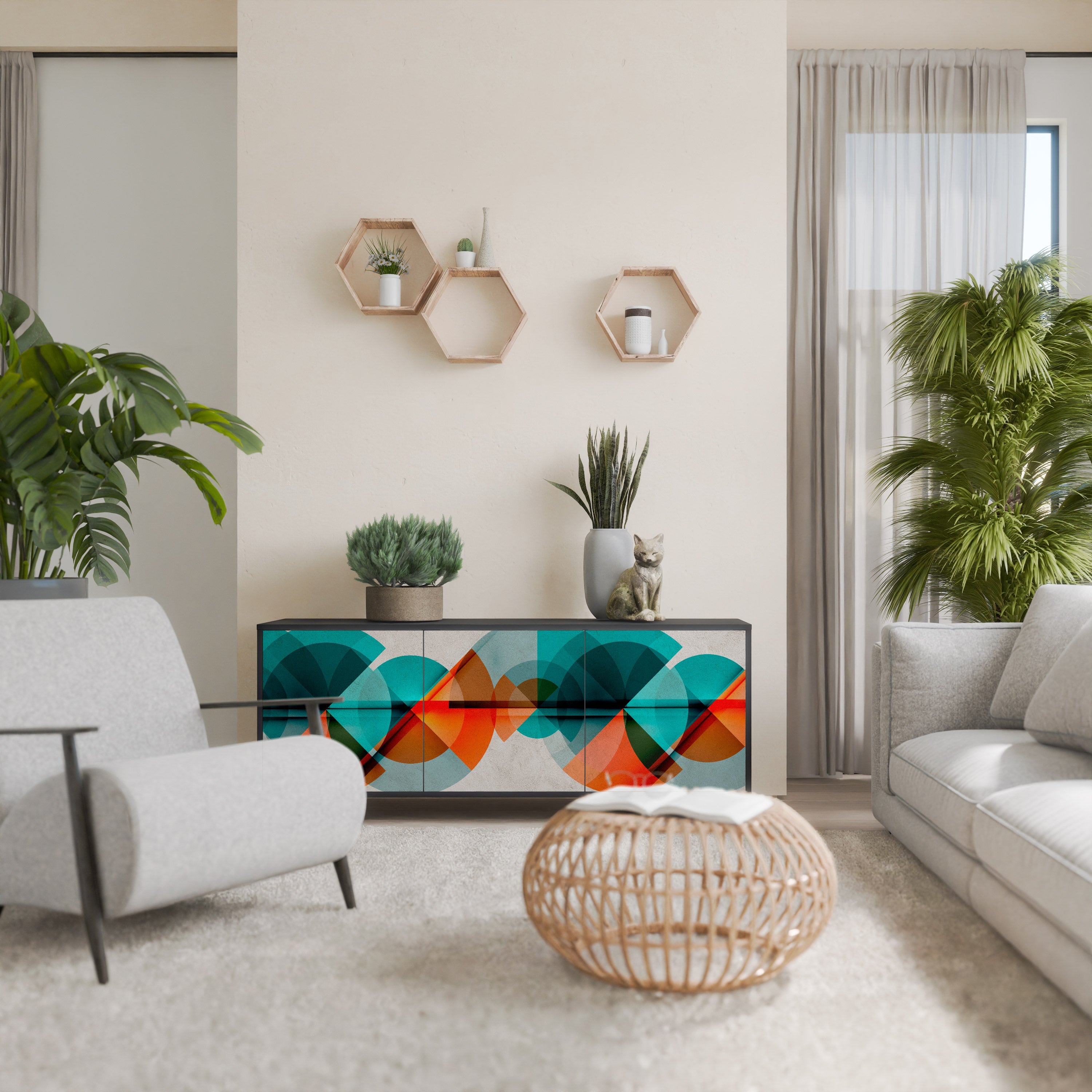 CIRCULAR RHAPSODY Sideboard mit 3 Türen in Schwarz