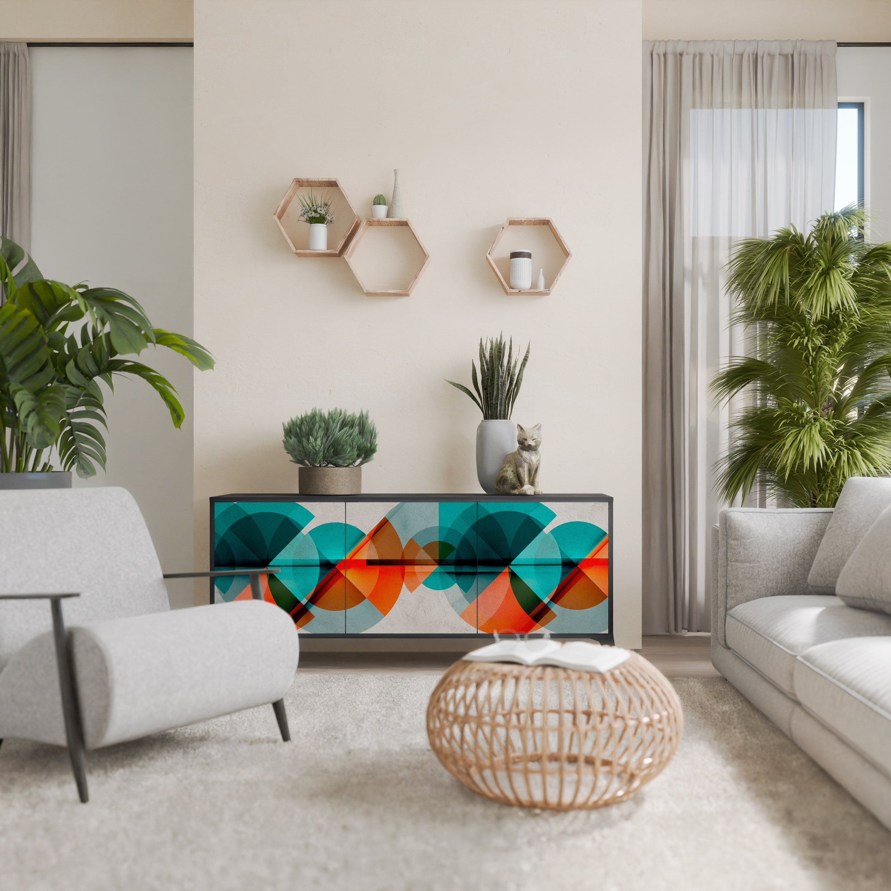 CIRCULAR RHAPSODY Sideboard mit 3 Türen in Schwarz