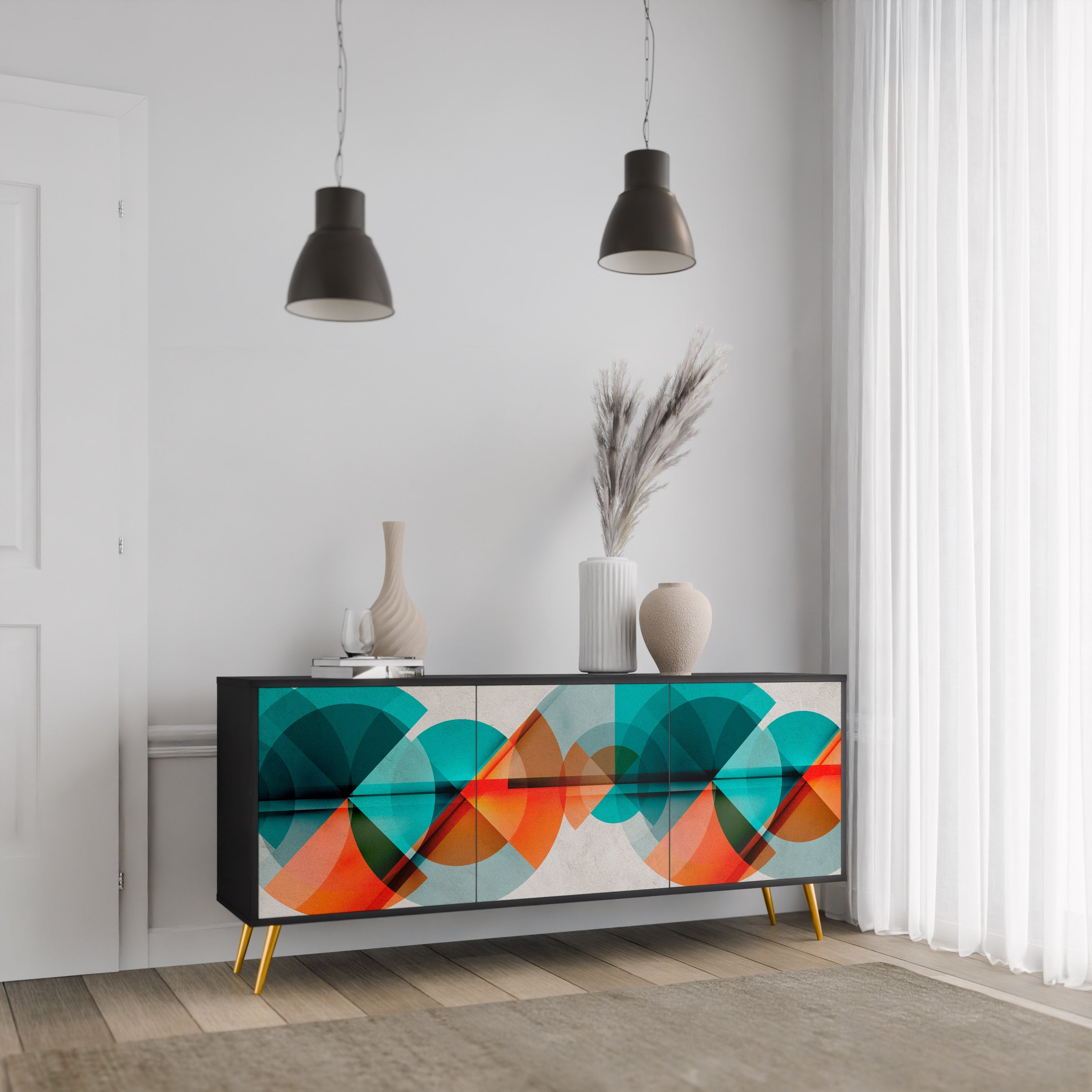 CIRCULAR RHAPSODY Sideboard mit 3 Türen in Schwarz