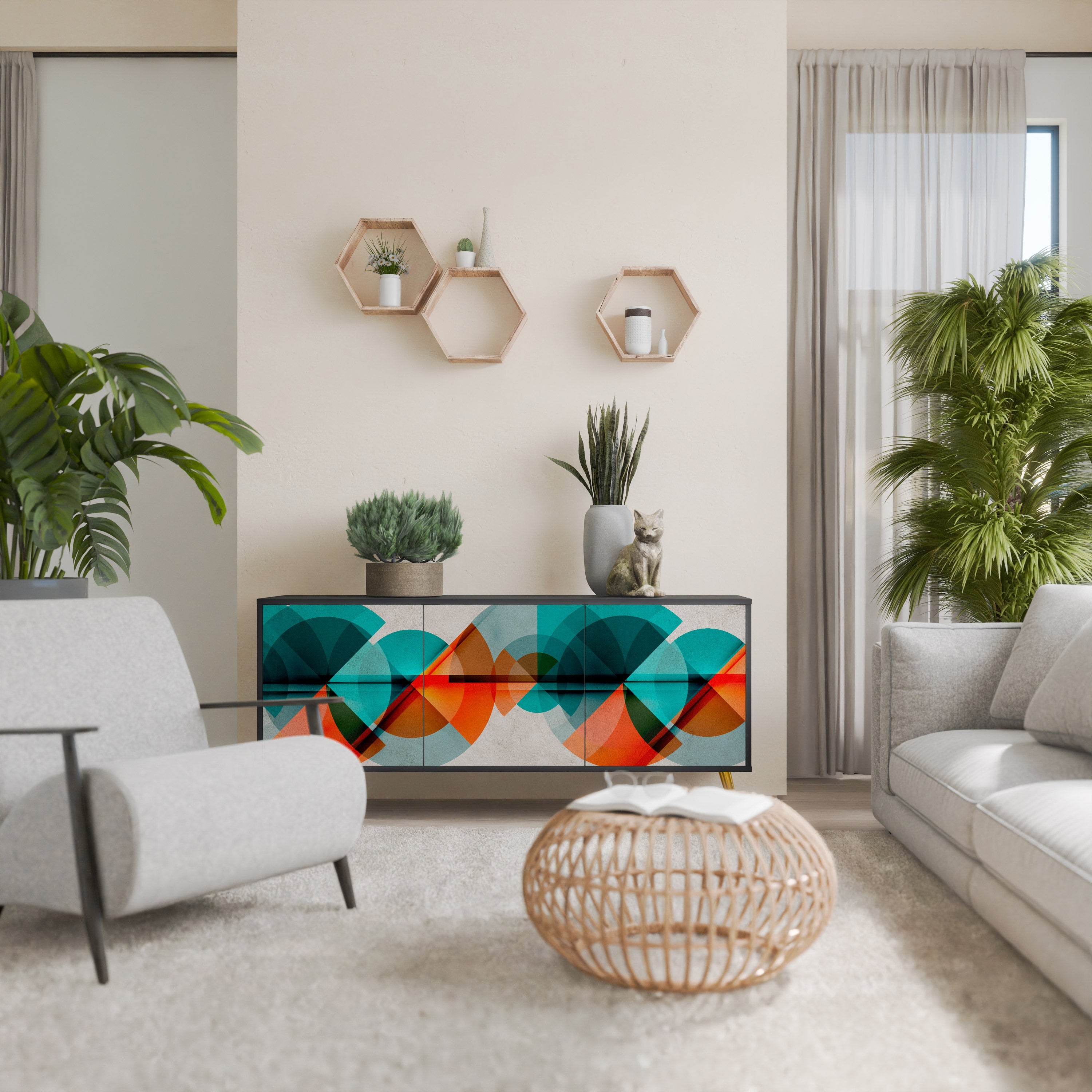CIRCULAR RHAPSODY Sideboard mit 3 Türen in Schwarz