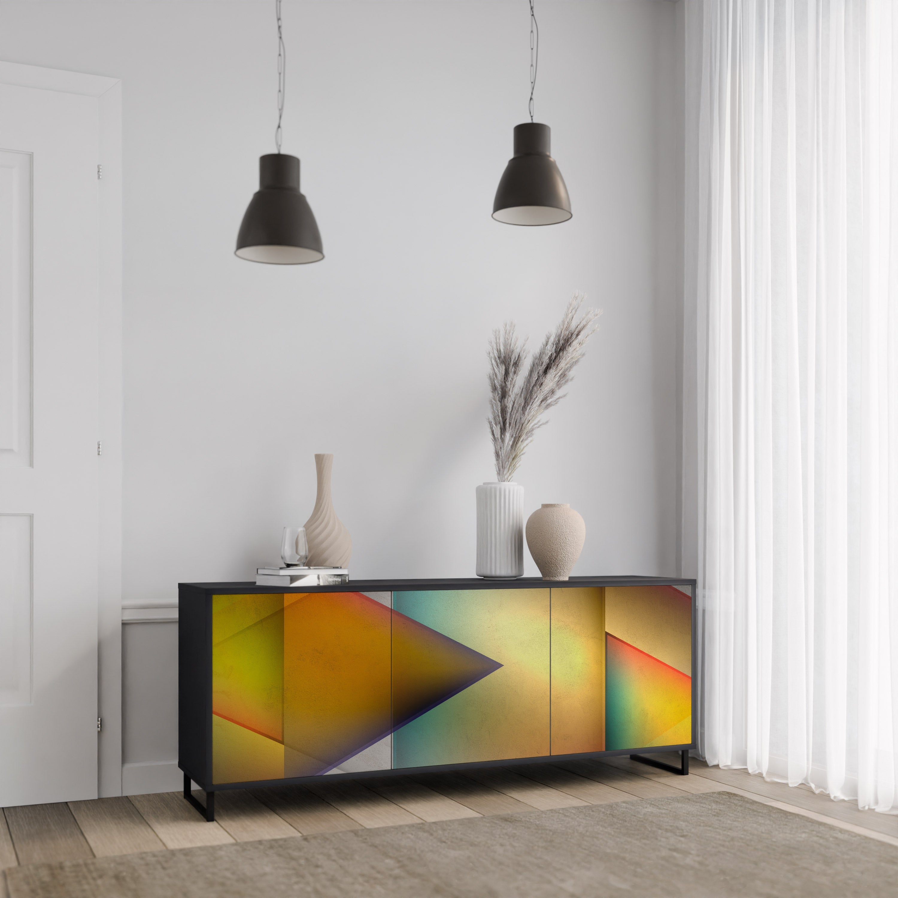 PIERCING SHARPNESS 3-türiges Sideboard in Schwarz