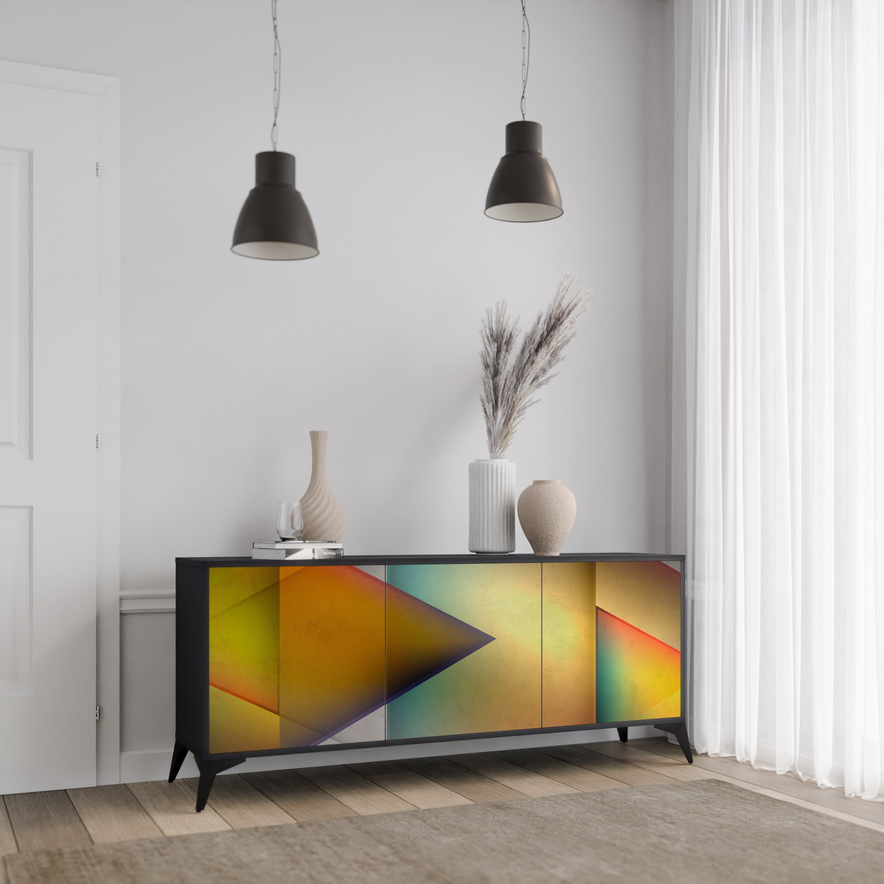 PIERCING SHARPNESS 3-türiges Sideboard in Schwarz