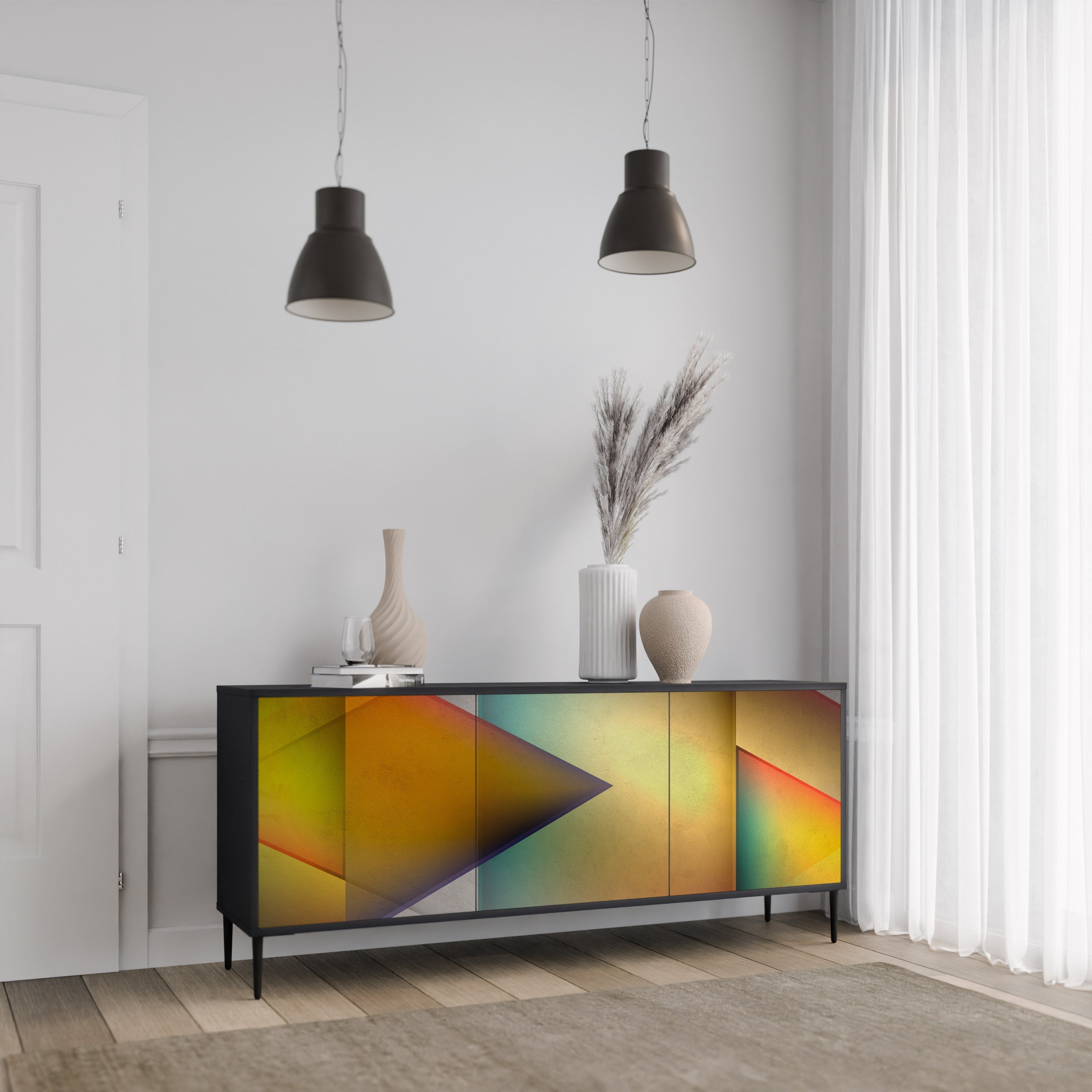 PIERCING SHARPNESS 3-türiges Sideboard in Schwarz