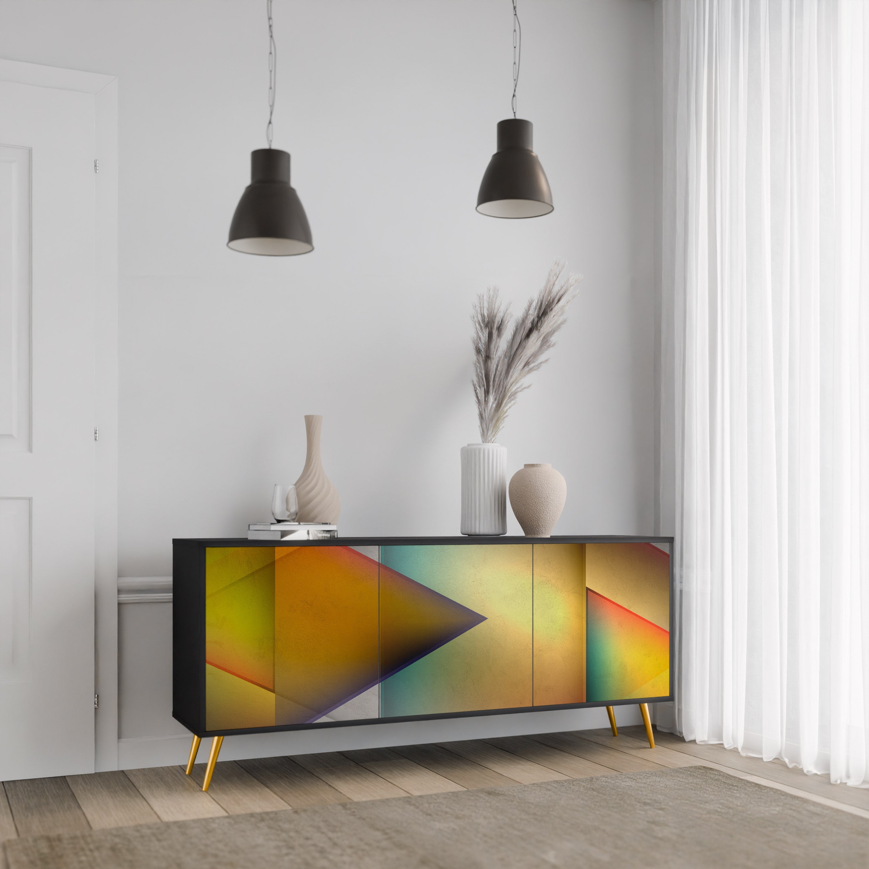 PIERCING SHARPNESS 3-türiges Sideboard in Schwarz