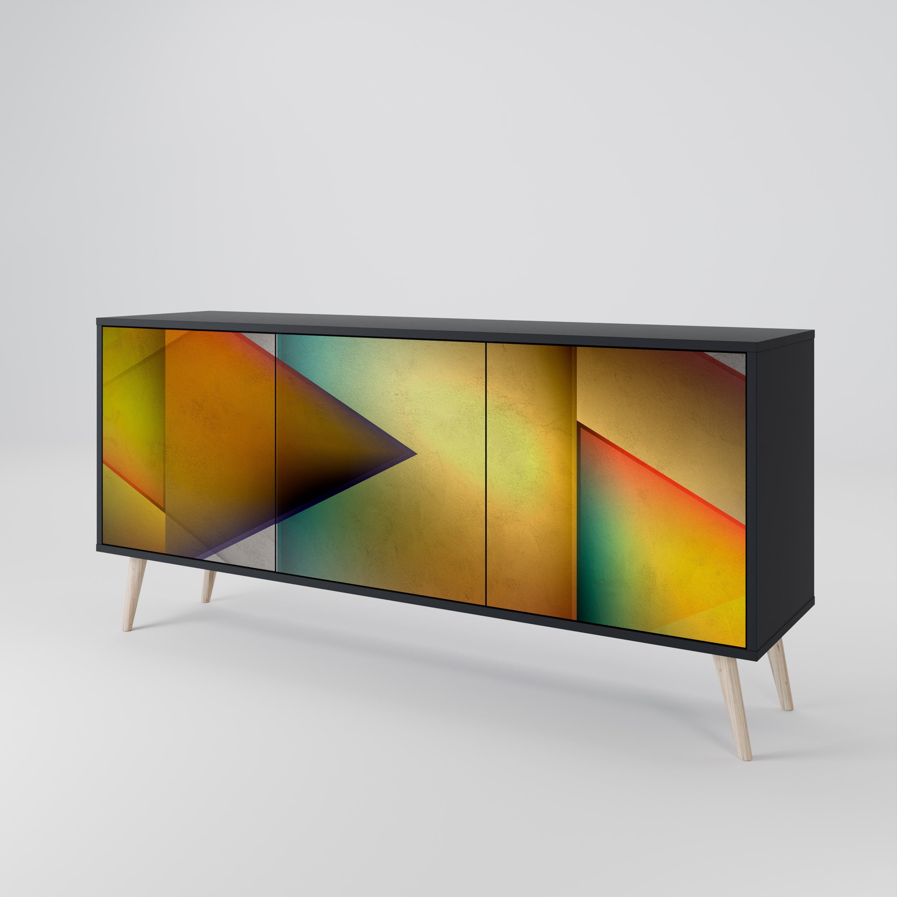 PIERCING SHARPNESS 3-türiges Sideboard in Schwarz