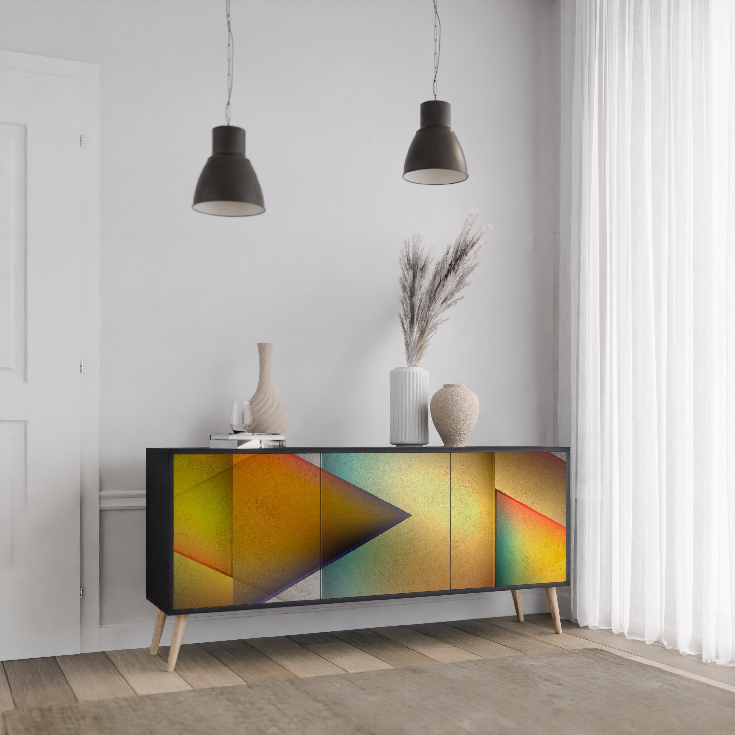 PIERCING SHARPNESS 3-türiges Sideboard in Schwarz