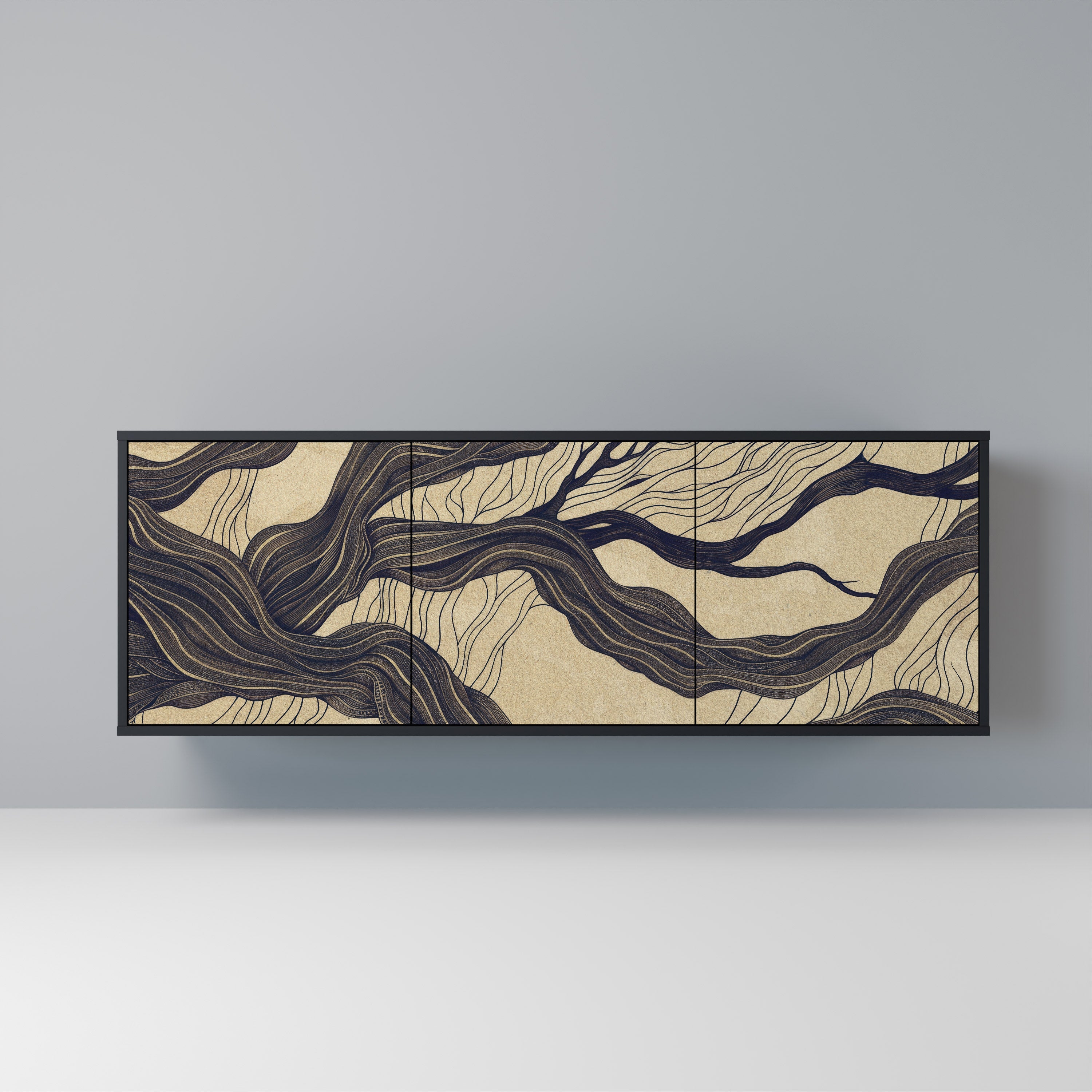 UNIFIED FRAGMENTS 3-türiges Sideboard in Schwarz