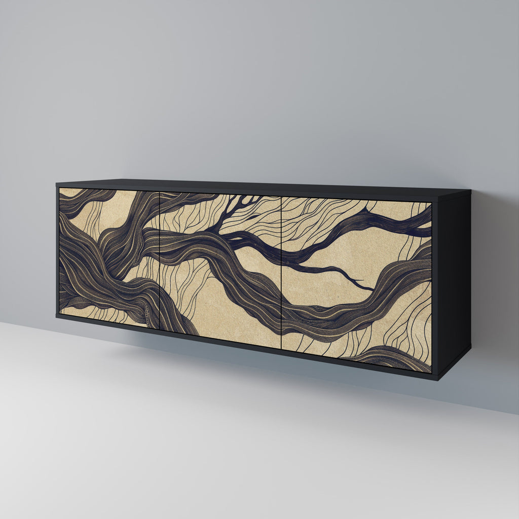 UNIFIED FRAGMENTS 3-türiges Sideboard in Schwarz