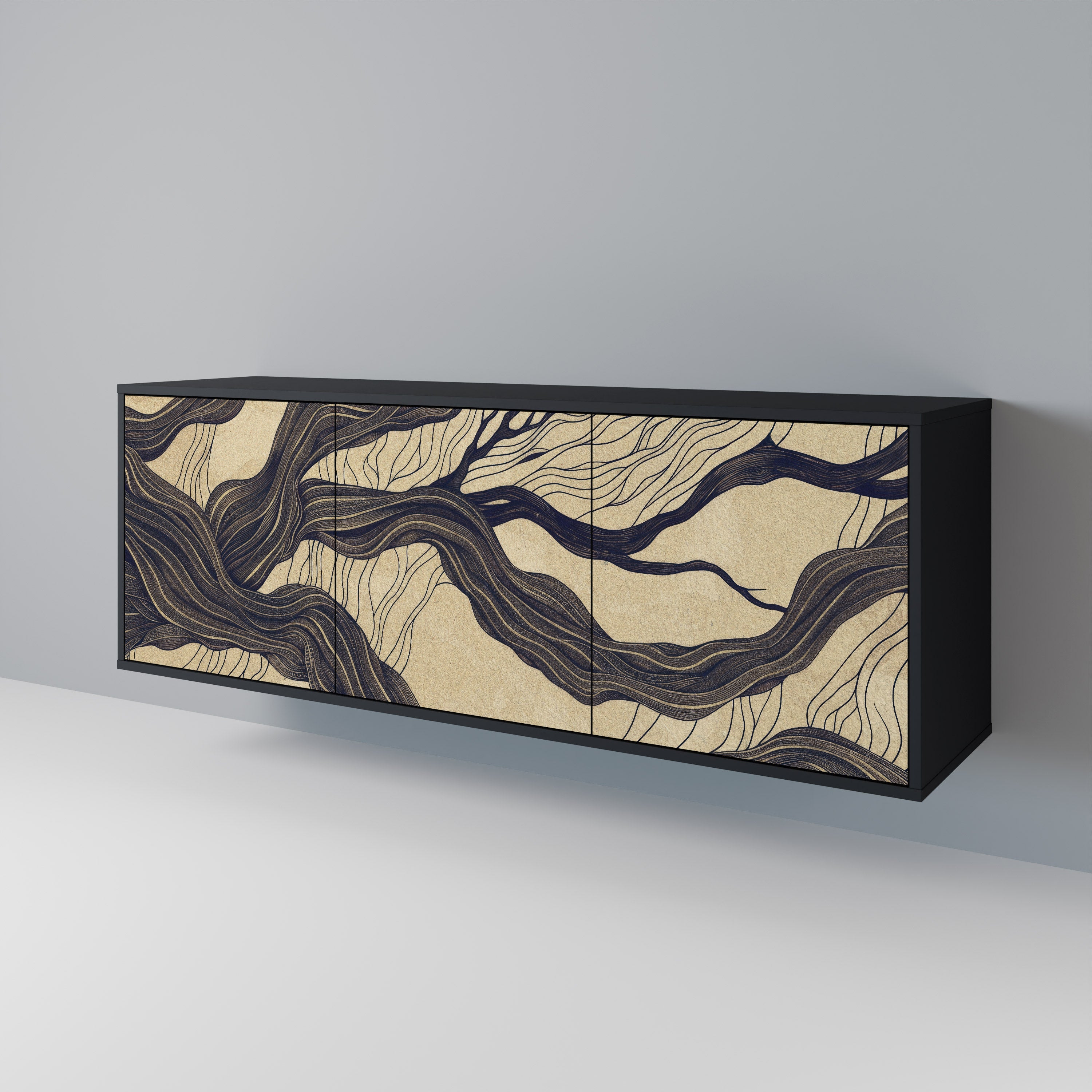 UNIFIED FRAGMENTS 3-türiges Sideboard in Schwarz