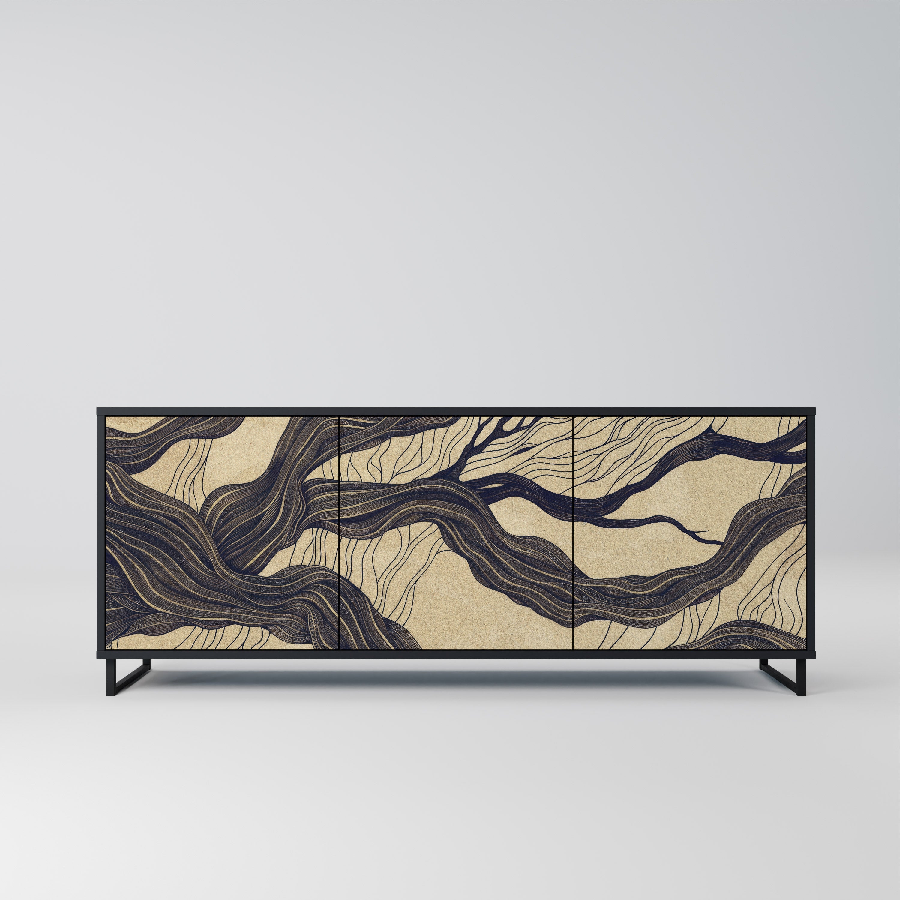 UNIFIED FRAGMENTS 3-türiges Sideboard in Schwarz