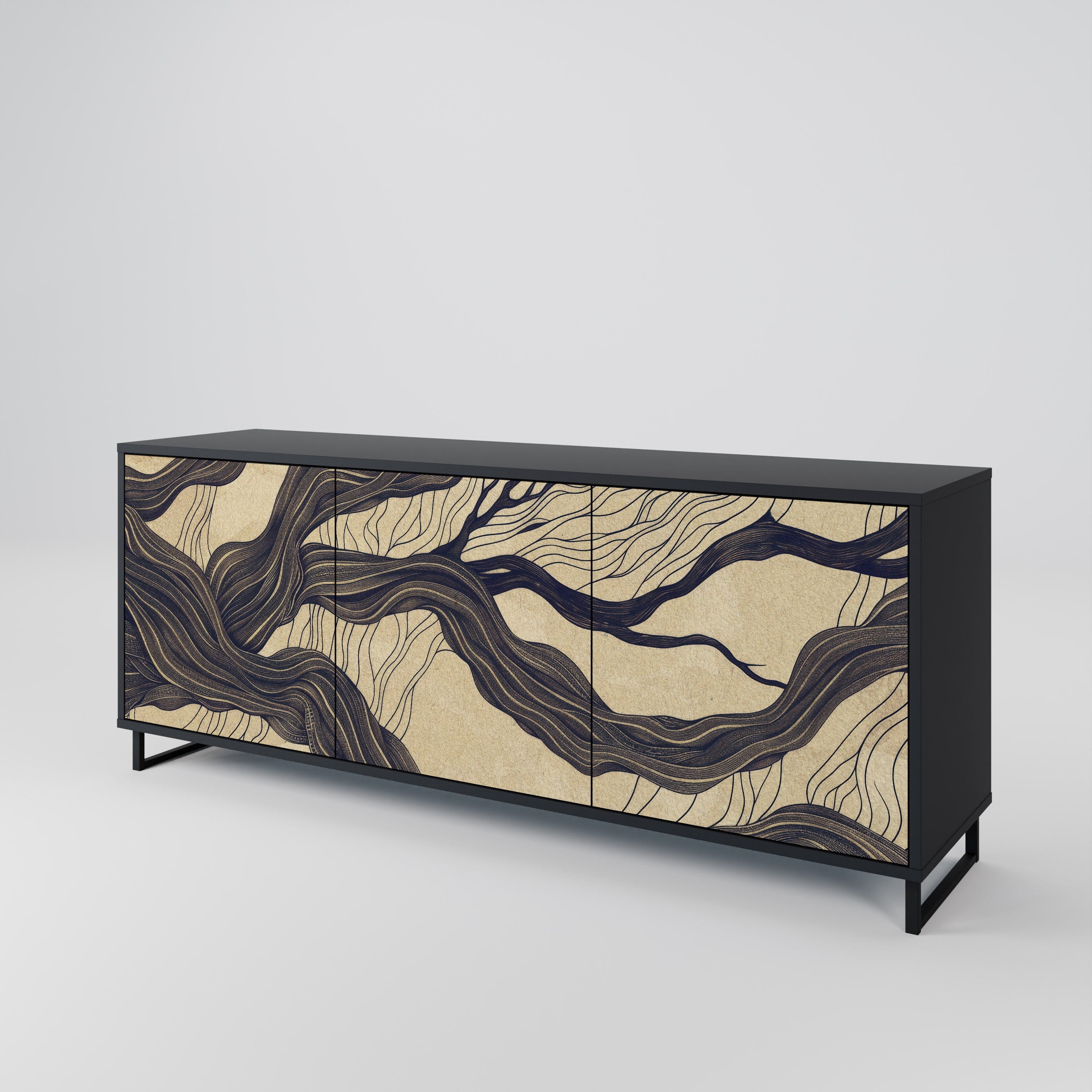 UNIFIED FRAGMENTS 3-türiges Sideboard in Schwarz