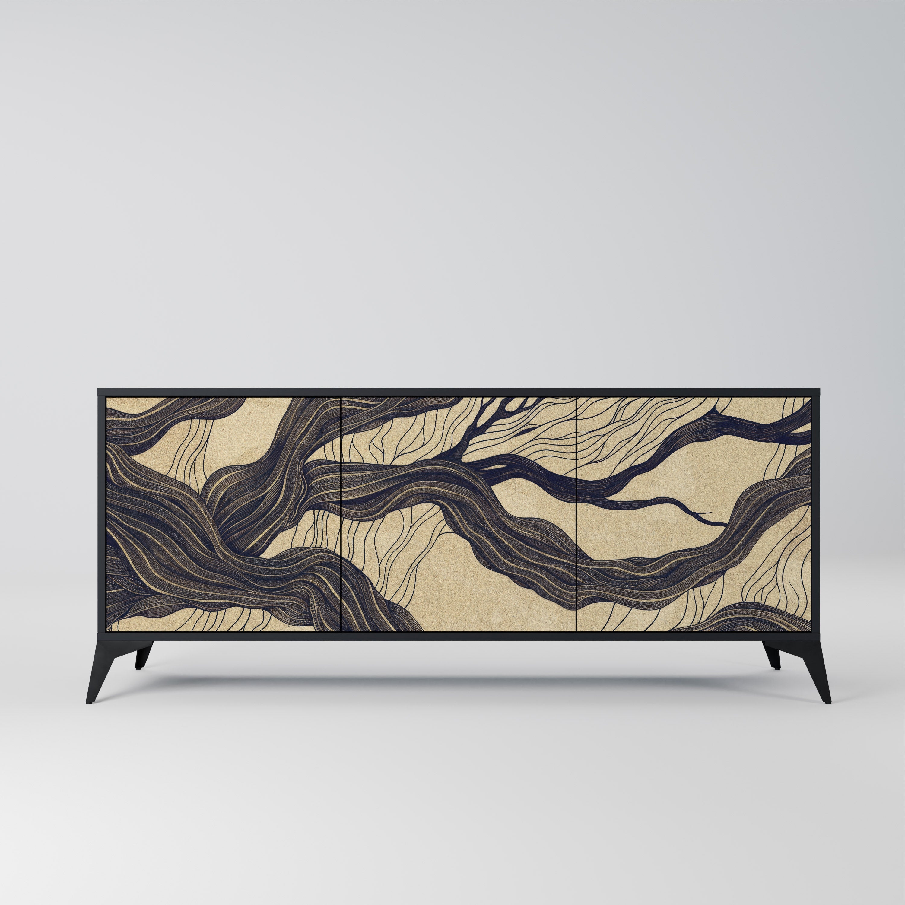 UNIFIED FRAGMENTS 3-türiges Sideboard in Schwarz