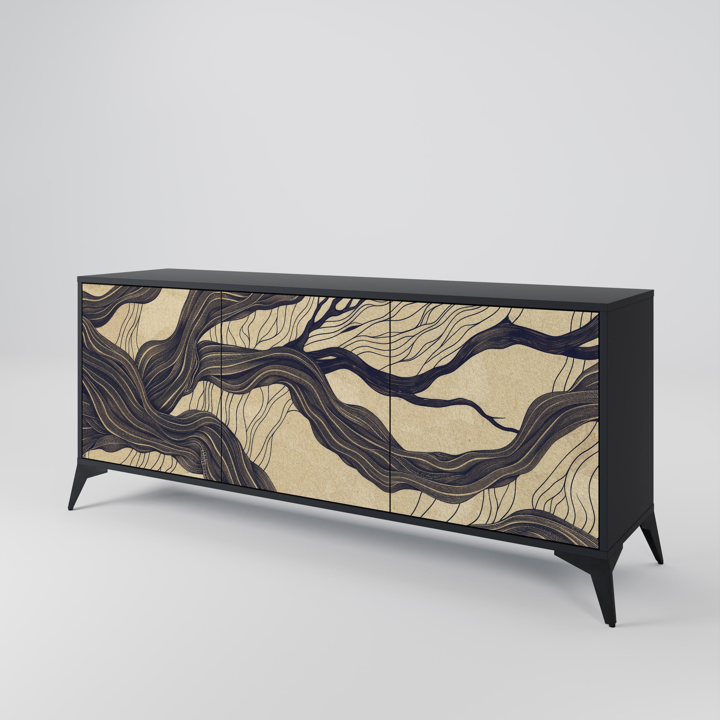UNIFIED FRAGMENTS 3-türiges Sideboard in Schwarz