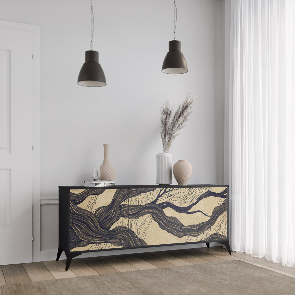 UNIFIED FRAGMENTS 3-türiges Sideboard in Schwarz
