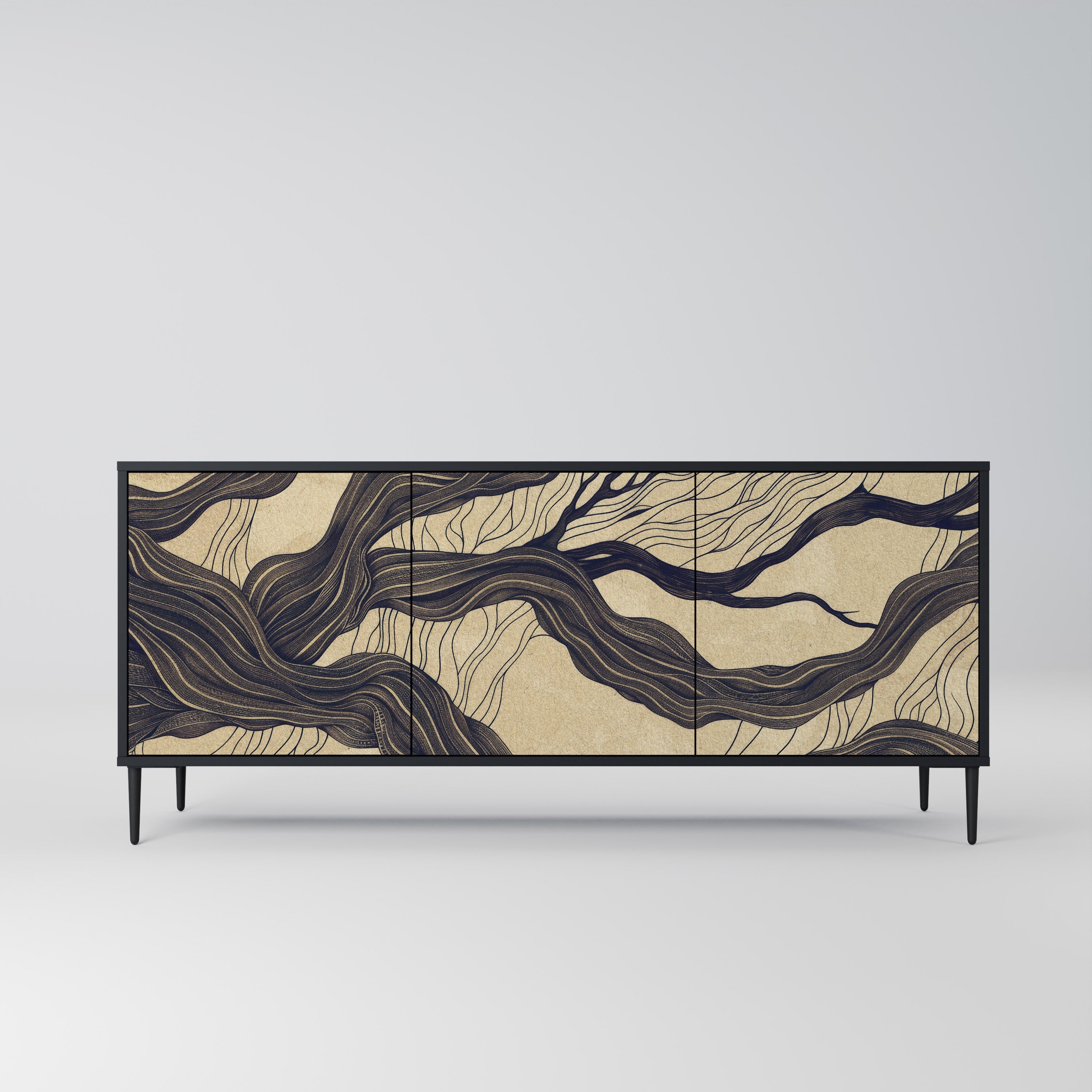 UNIFIED FRAGMENTS 3-türiges Sideboard in Schwarz