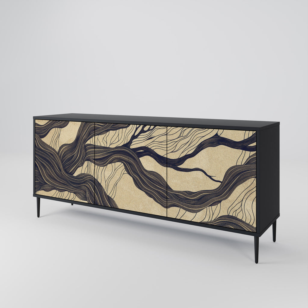 UNIFIED FRAGMENTS 3-türiges Sideboard in Schwarz