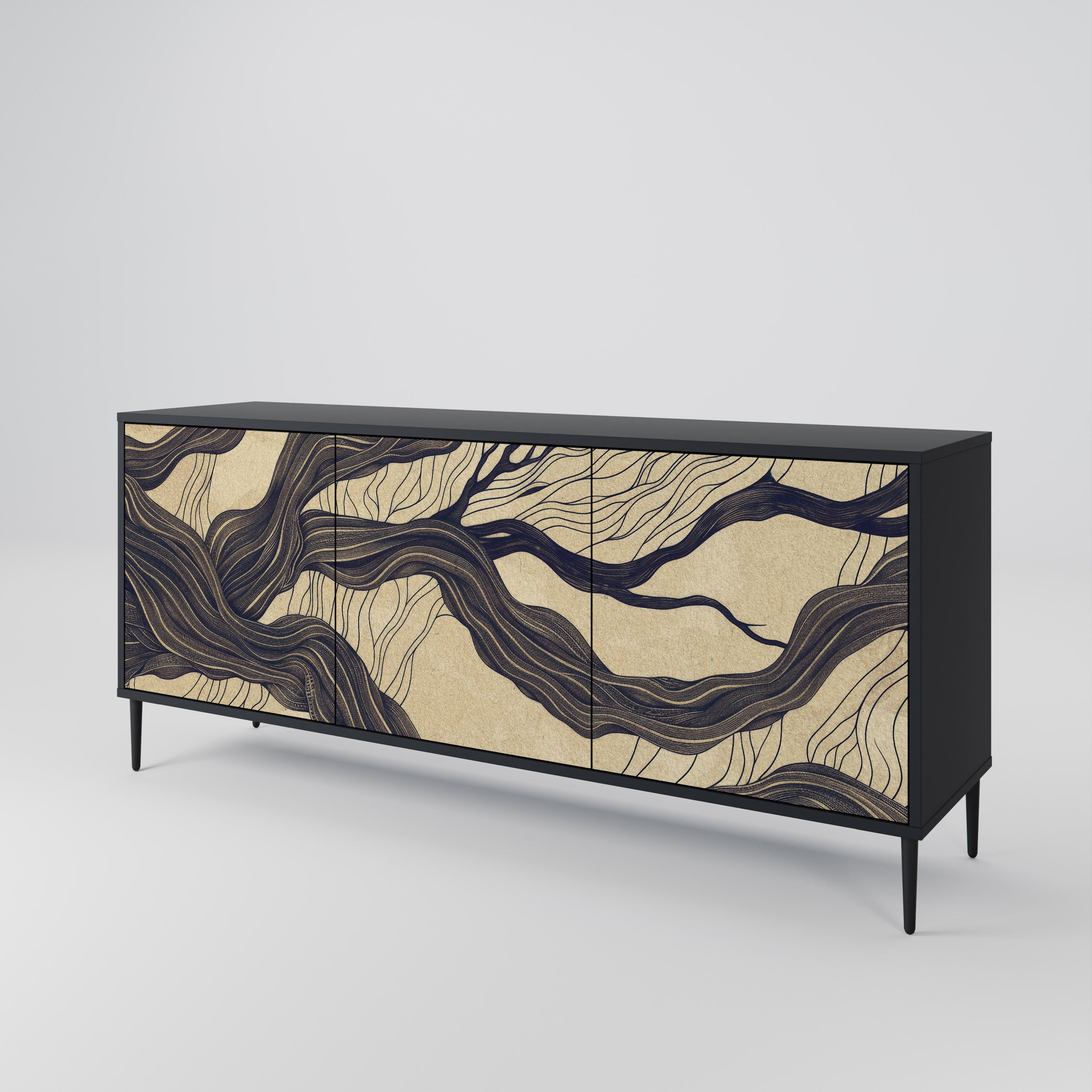 UNIFIED FRAGMENTS 3-türiges Sideboard in Schwarz