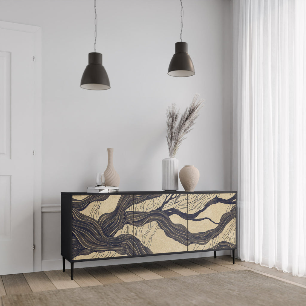 UNIFIED FRAGMENTS 3-türiges Sideboard in Schwarz