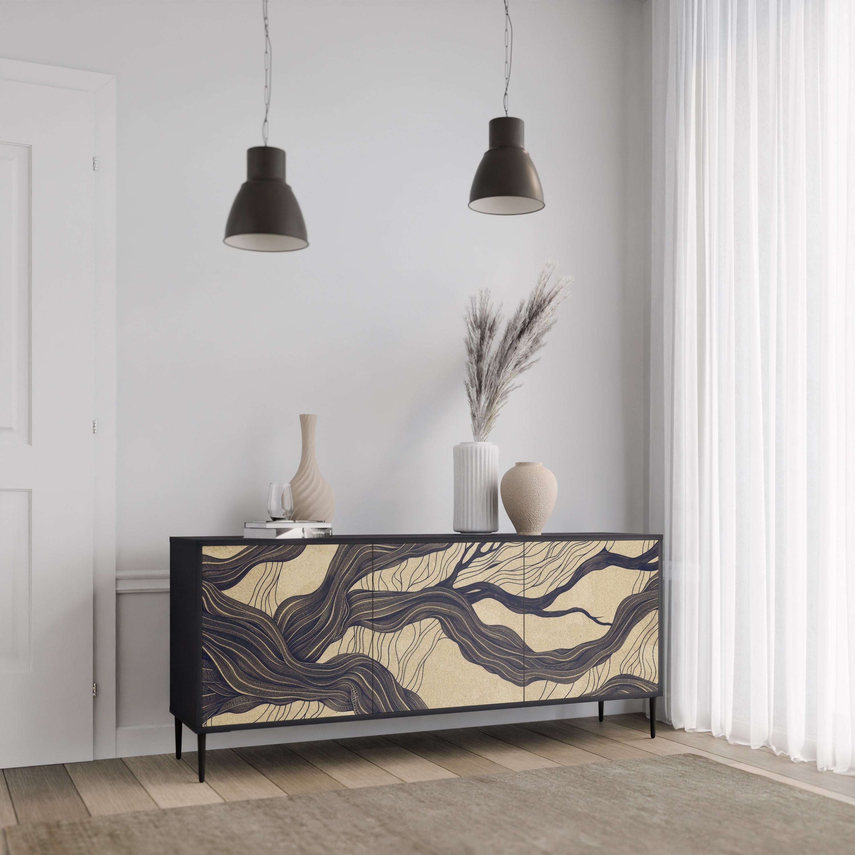 UNIFIED FRAGMENTS 3-türiges Sideboard in Schwarz