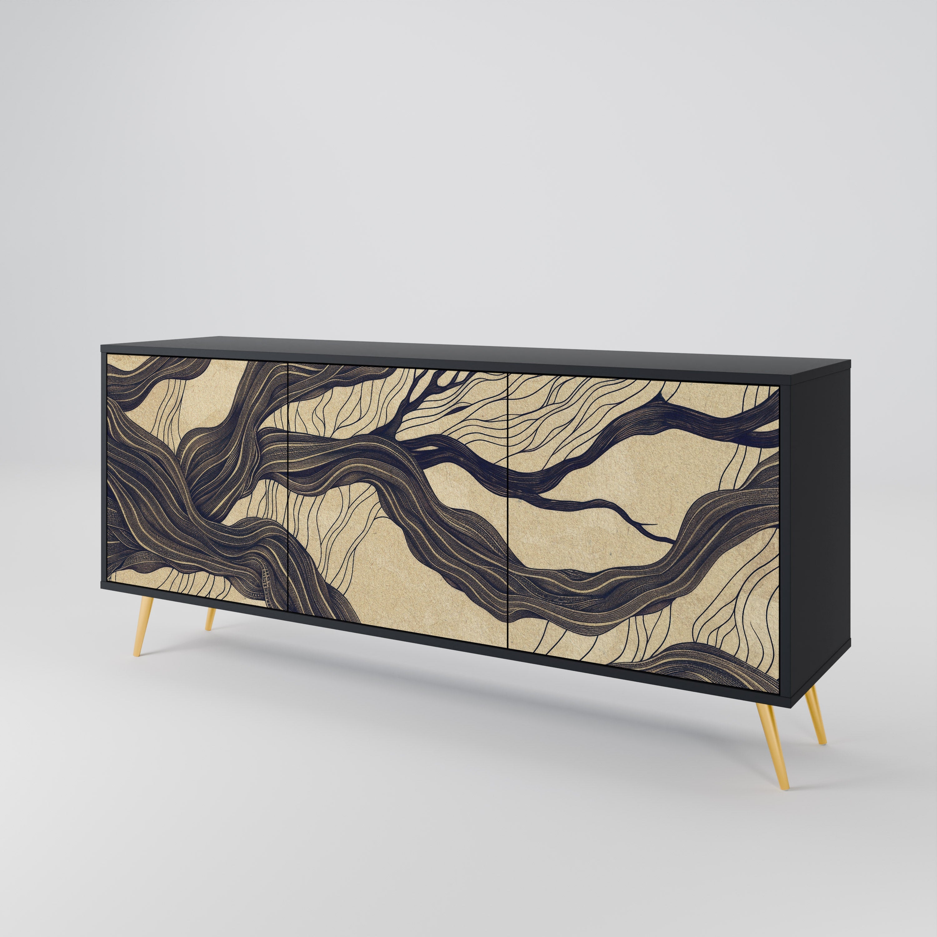 UNIFIED FRAGMENTS 3-türiges Sideboard in Schwarz