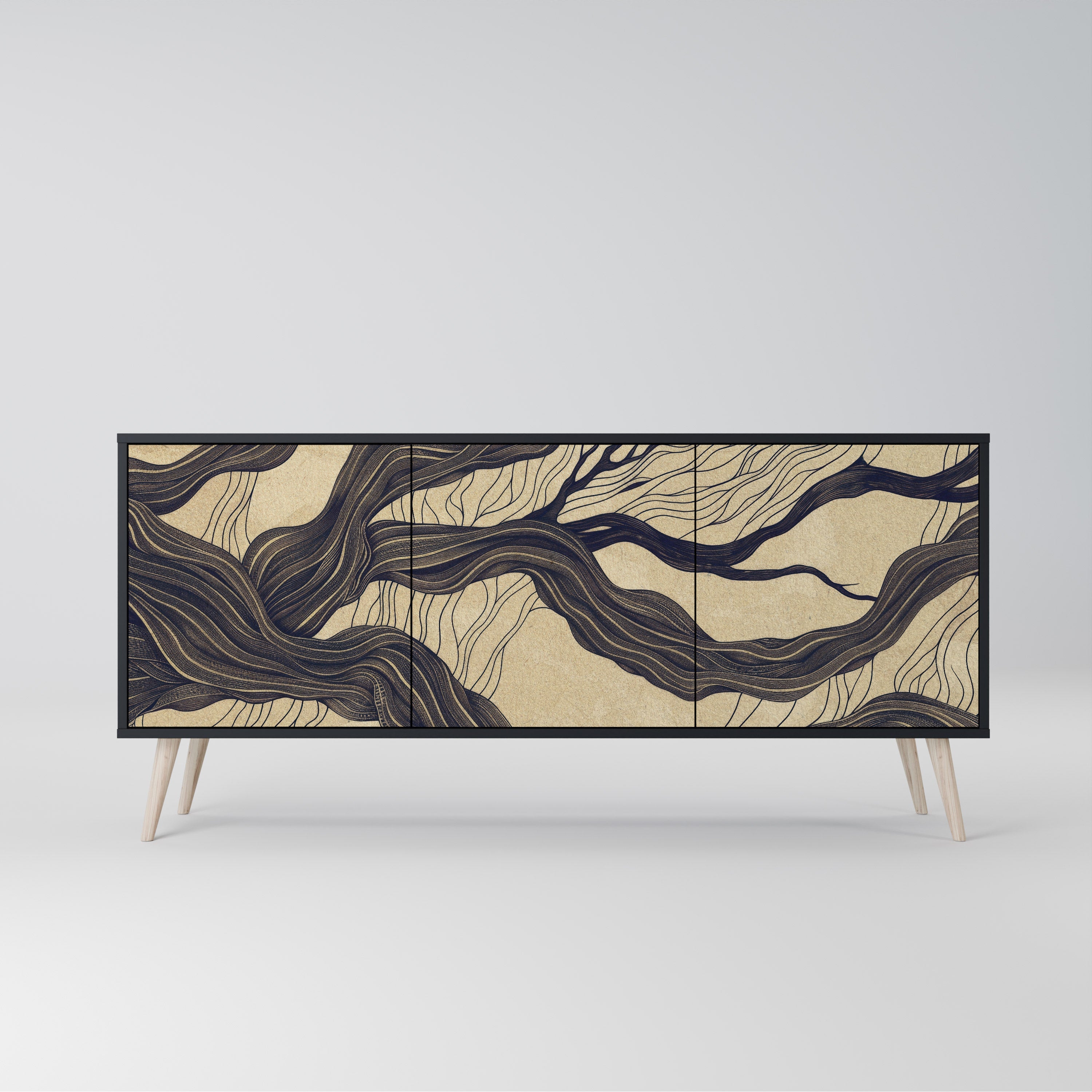 UNIFIED FRAGMENTS 3-türiges Sideboard in Schwarz