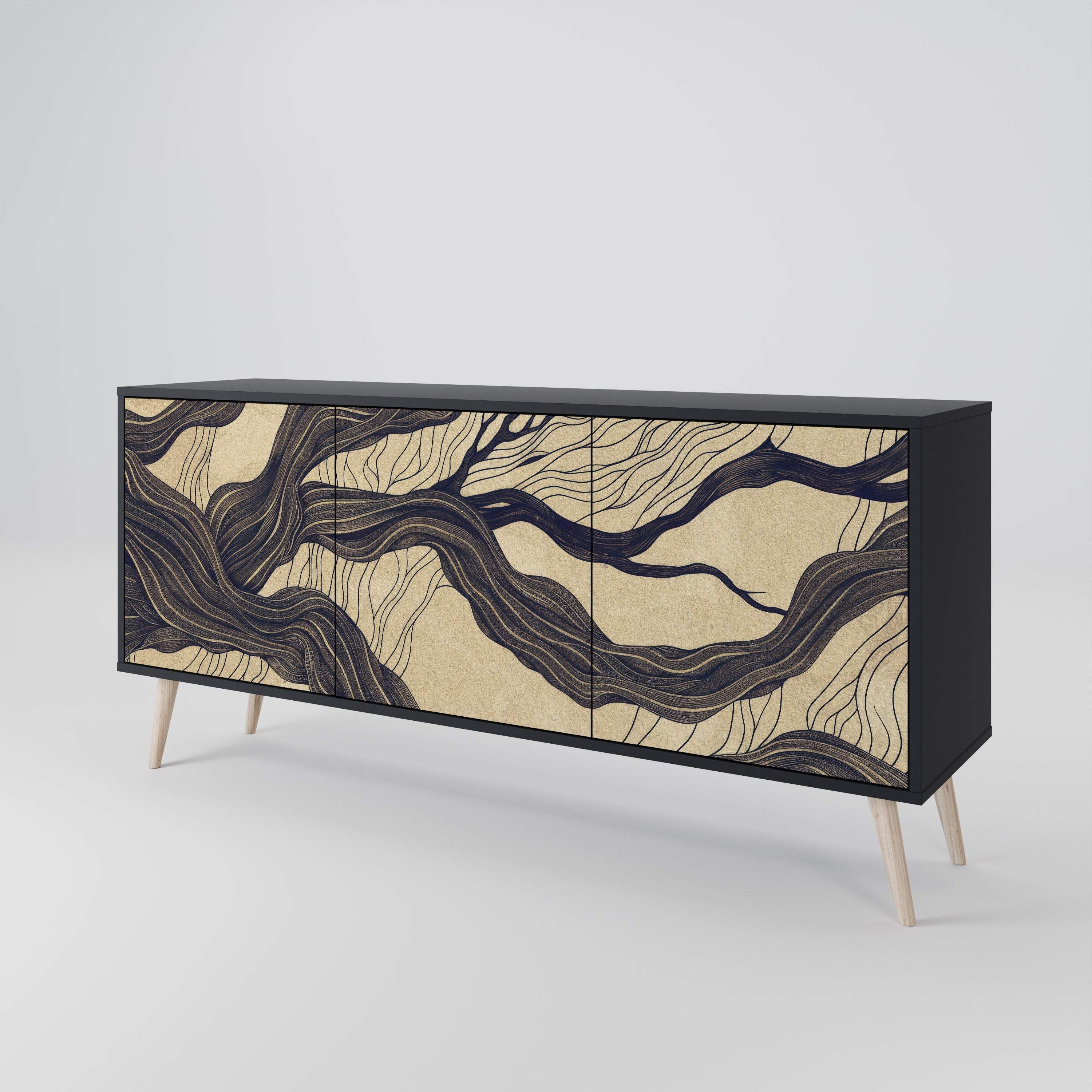 UNIFIED FRAGMENTS 3-türiges Sideboard in Schwarz