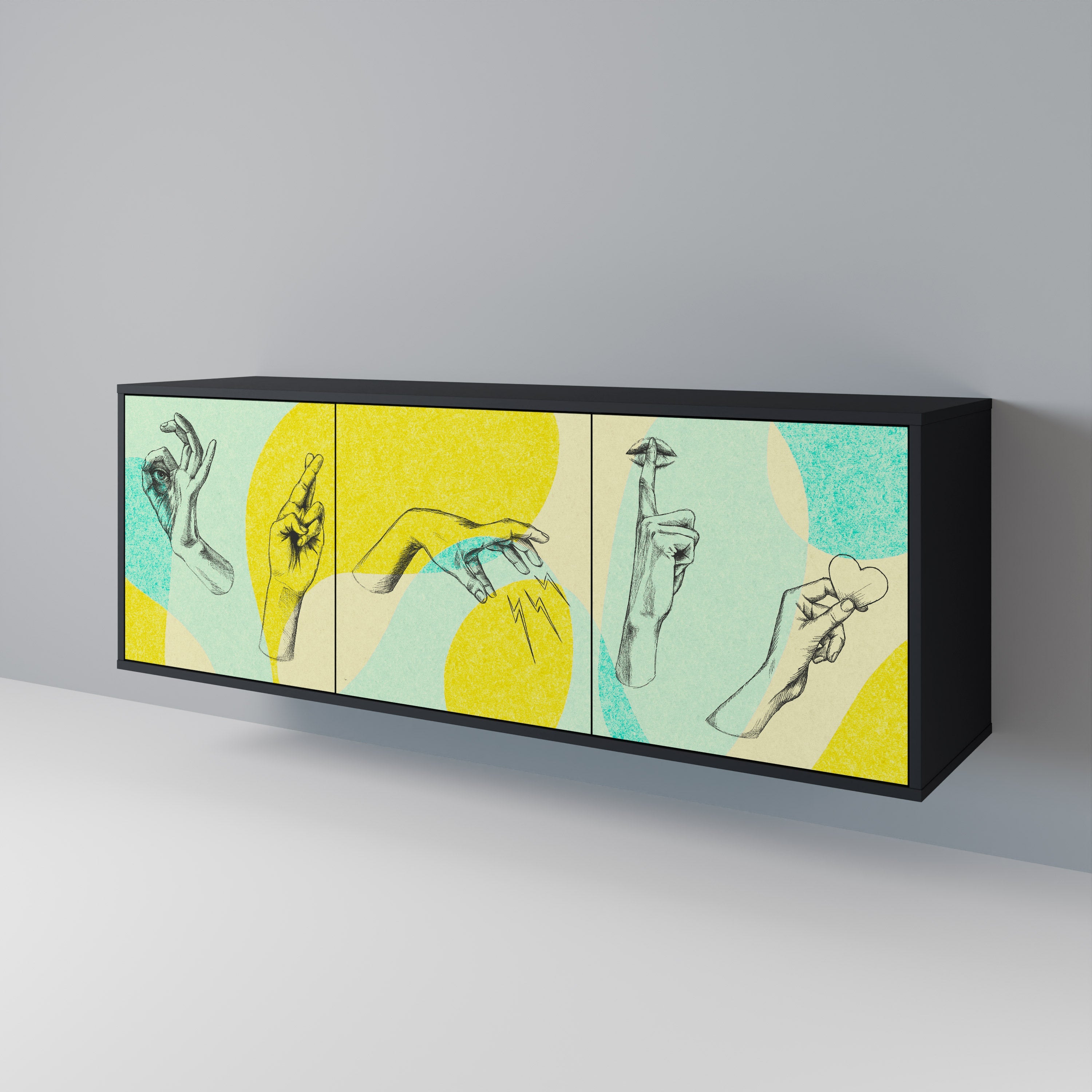 BODY LANGUAGE 3-türiges Sideboard in Schwarz
