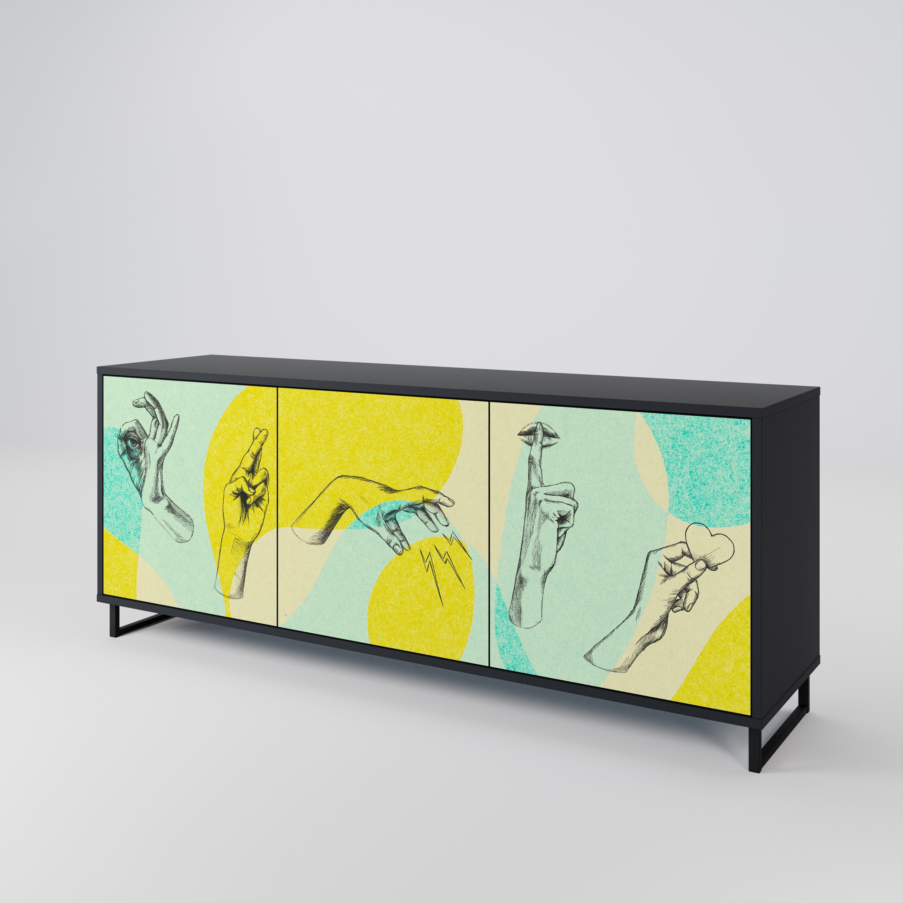 BODY LANGUAGE 3-türiges Sideboard in Schwarz