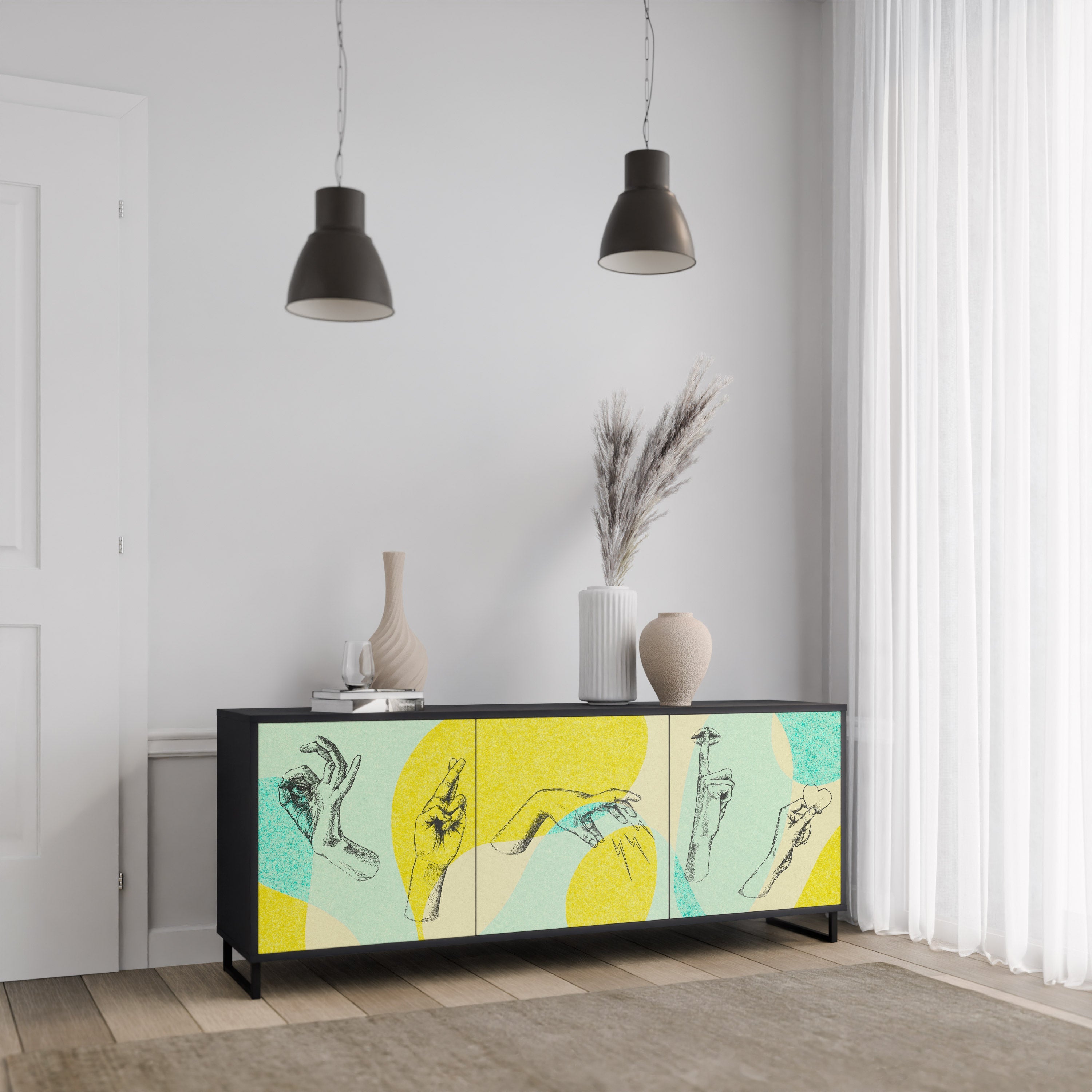 BODY LANGUAGE 3-türiges Sideboard in Schwarz