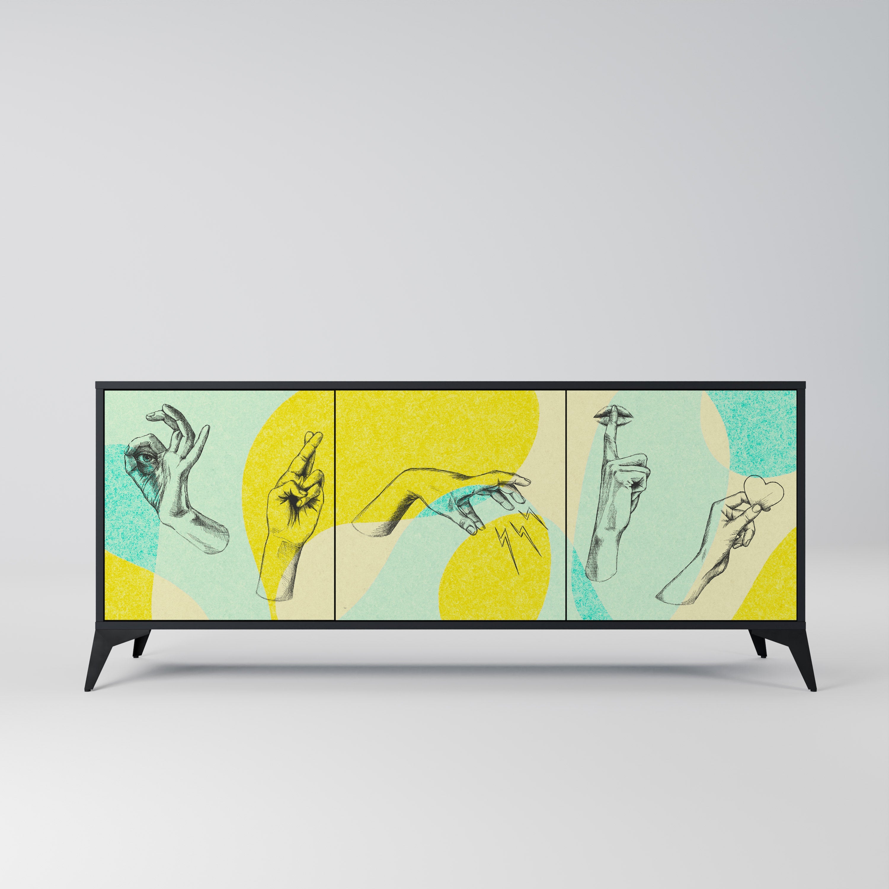 BODY LANGUAGE 3-türiges Sideboard in Schwarz