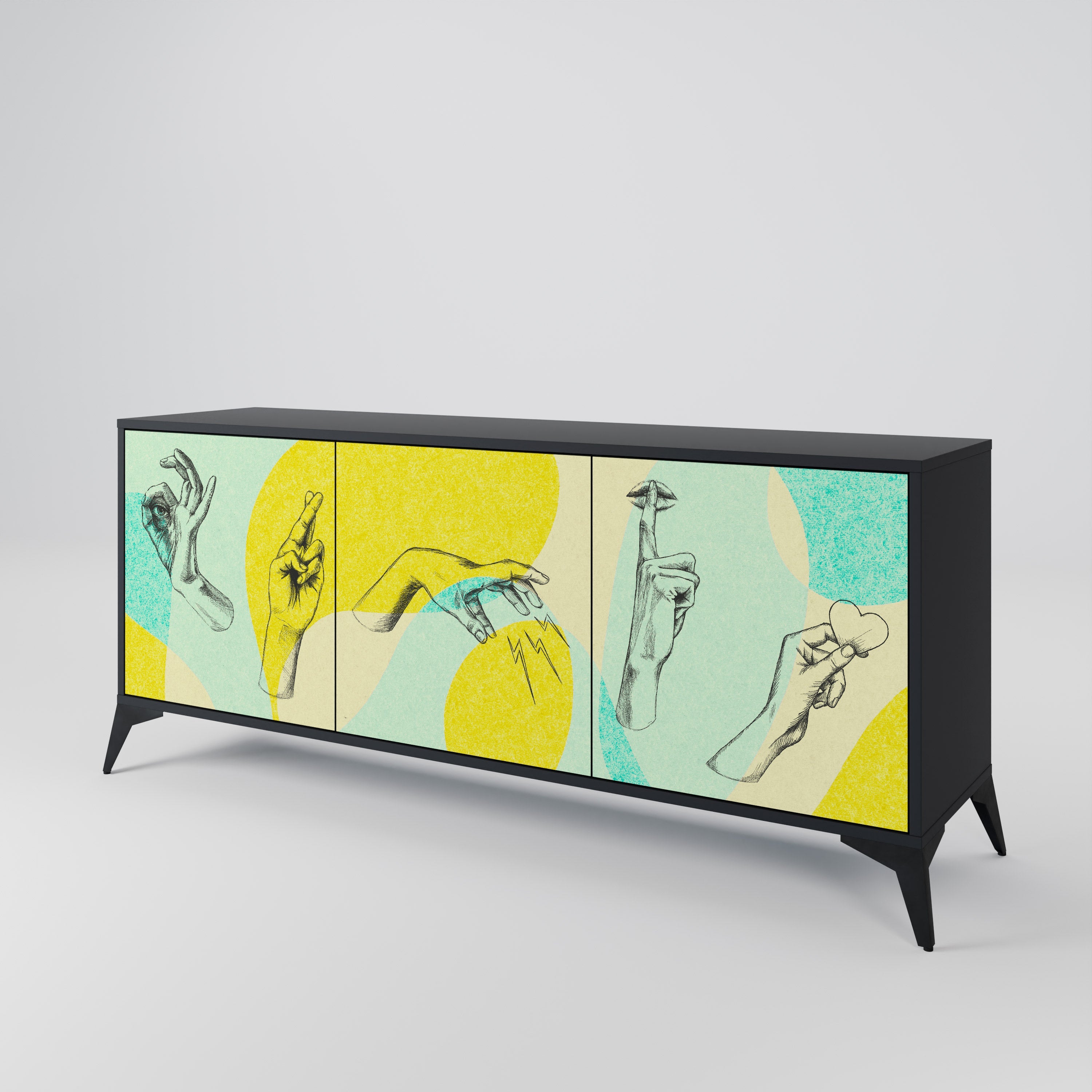 BODY LANGUAGE 3-türiges Sideboard in Schwarz