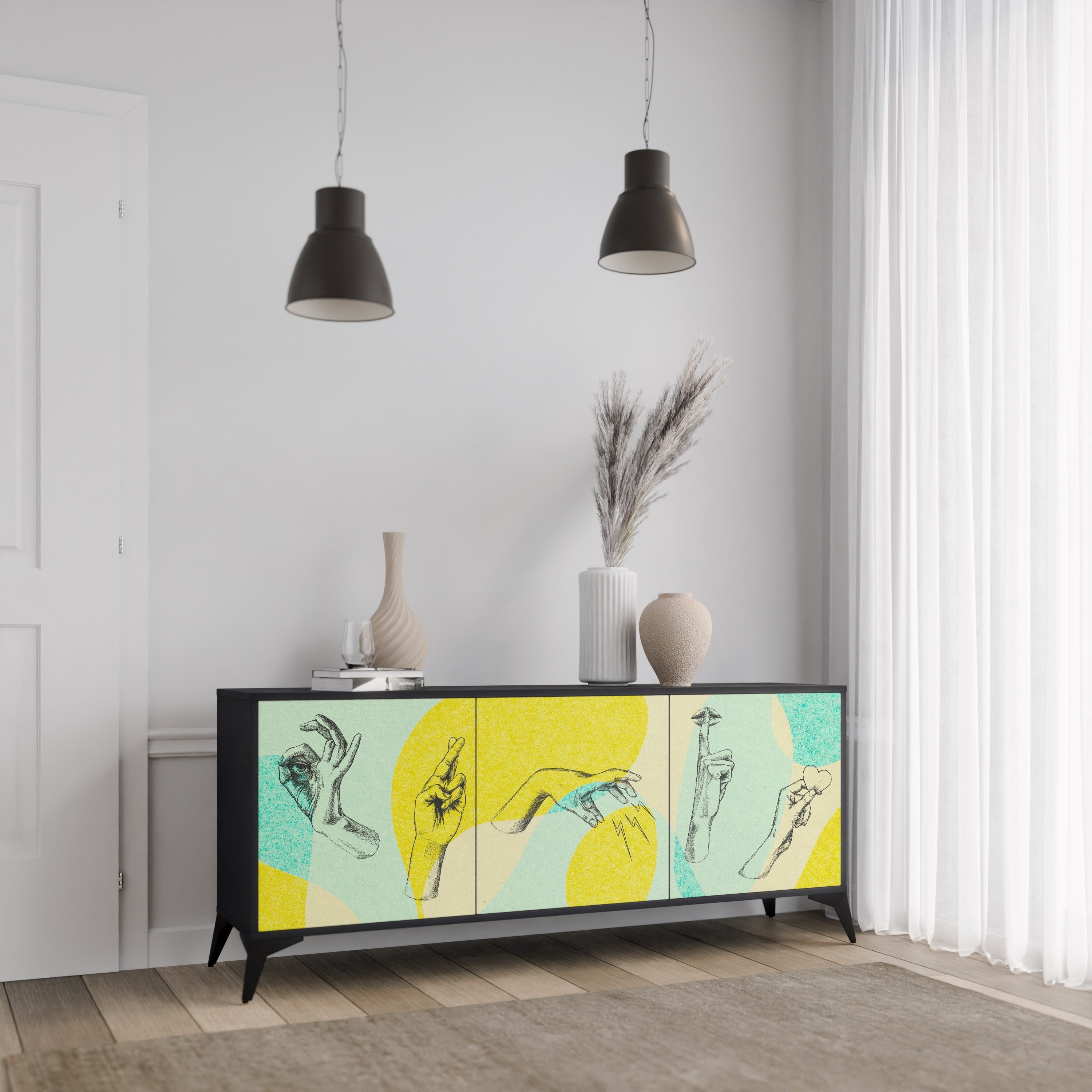 BODY LANGUAGE 3-türiges Sideboard in Schwarz