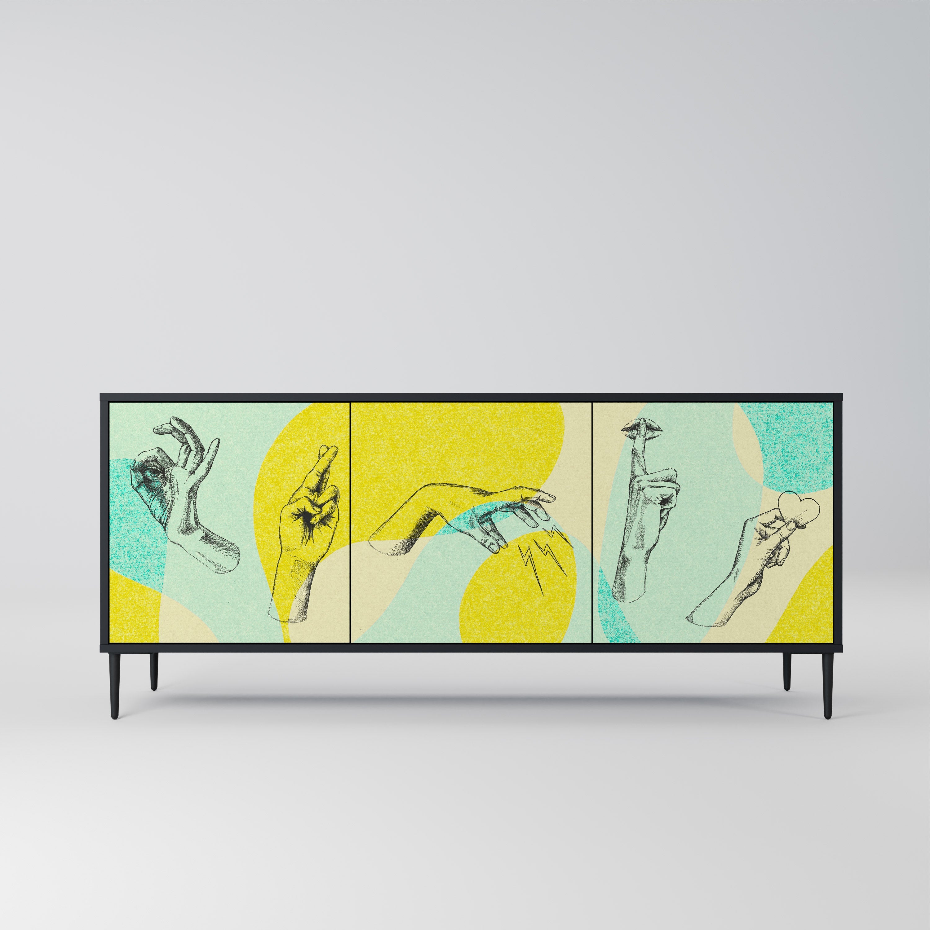 BODY LANGUAGE 3-türiges Sideboard in Schwarz