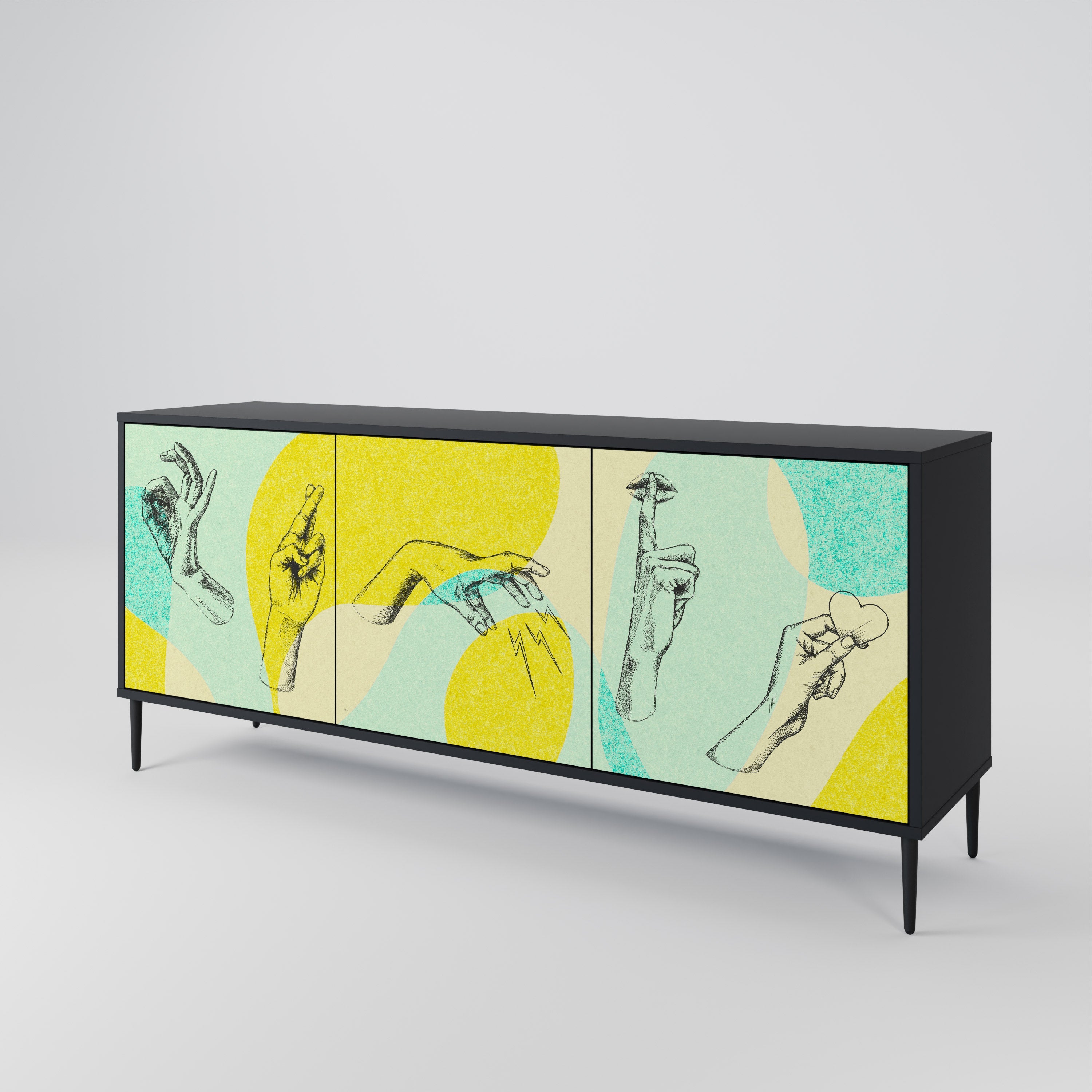 BODY LANGUAGE 3-türiges Sideboard in Schwarz