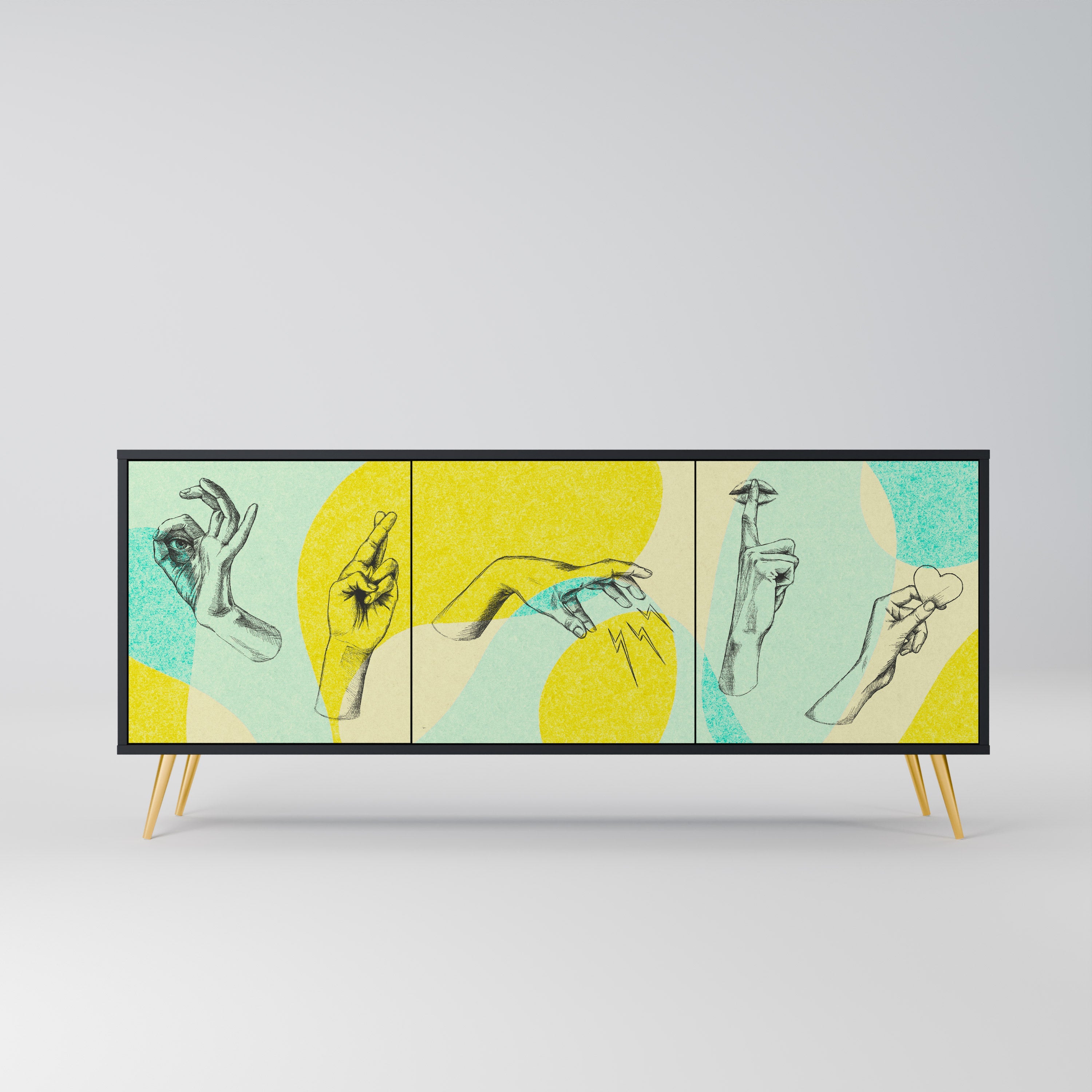 BODY LANGUAGE 3-türiges Sideboard in Schwarz