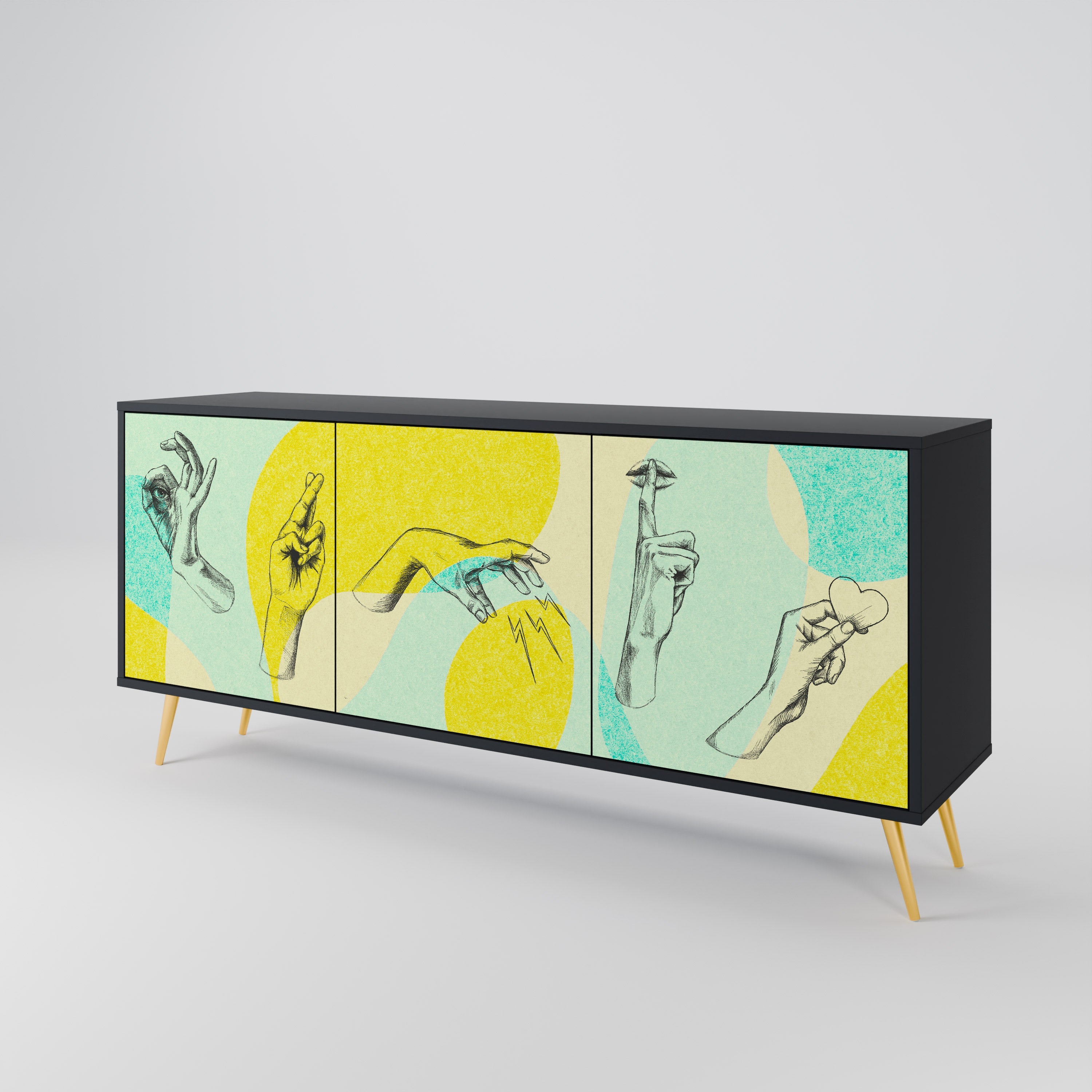 BODY LANGUAGE 3-türiges Sideboard in Schwarz