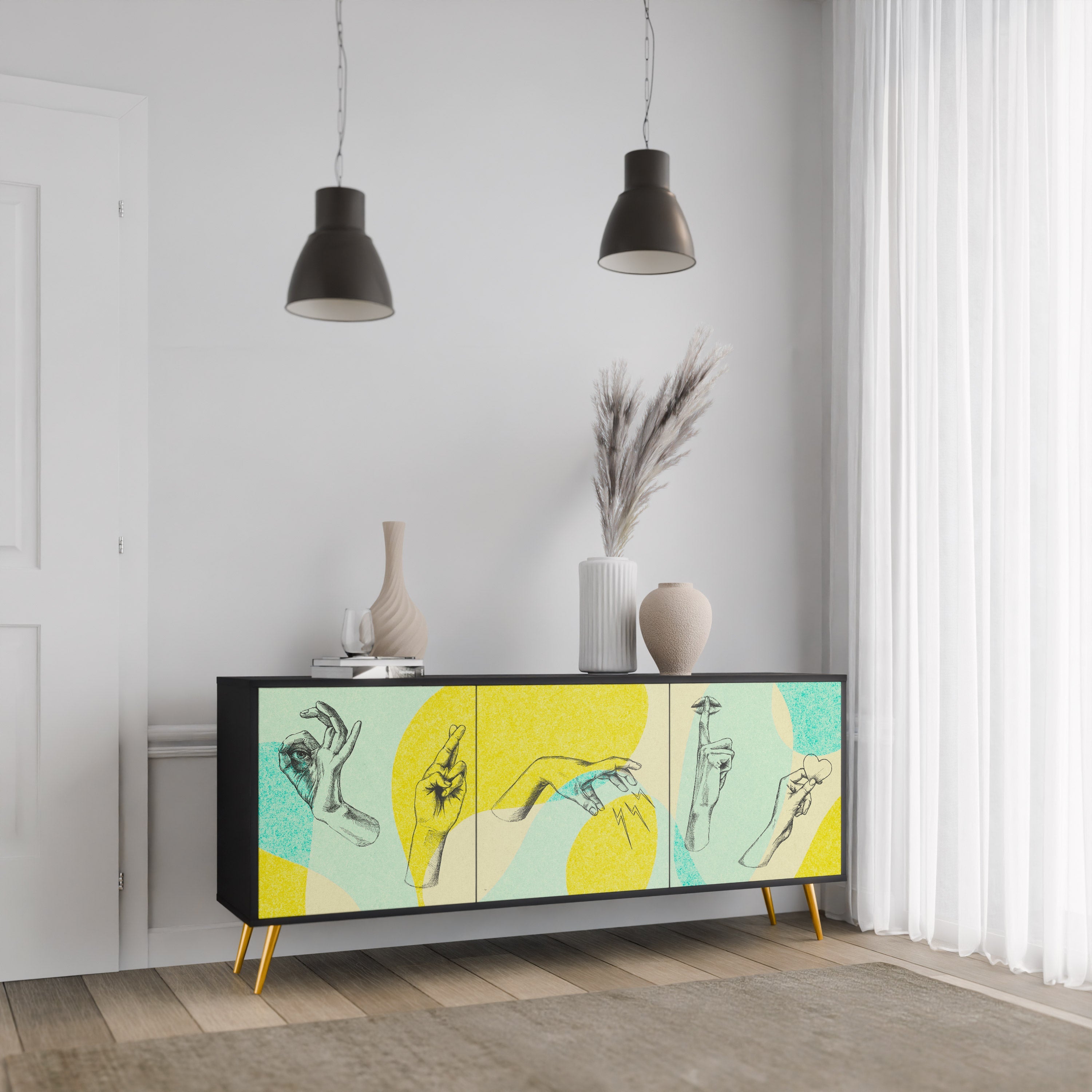 BODY LANGUAGE 3-türiges Sideboard in Schwarz