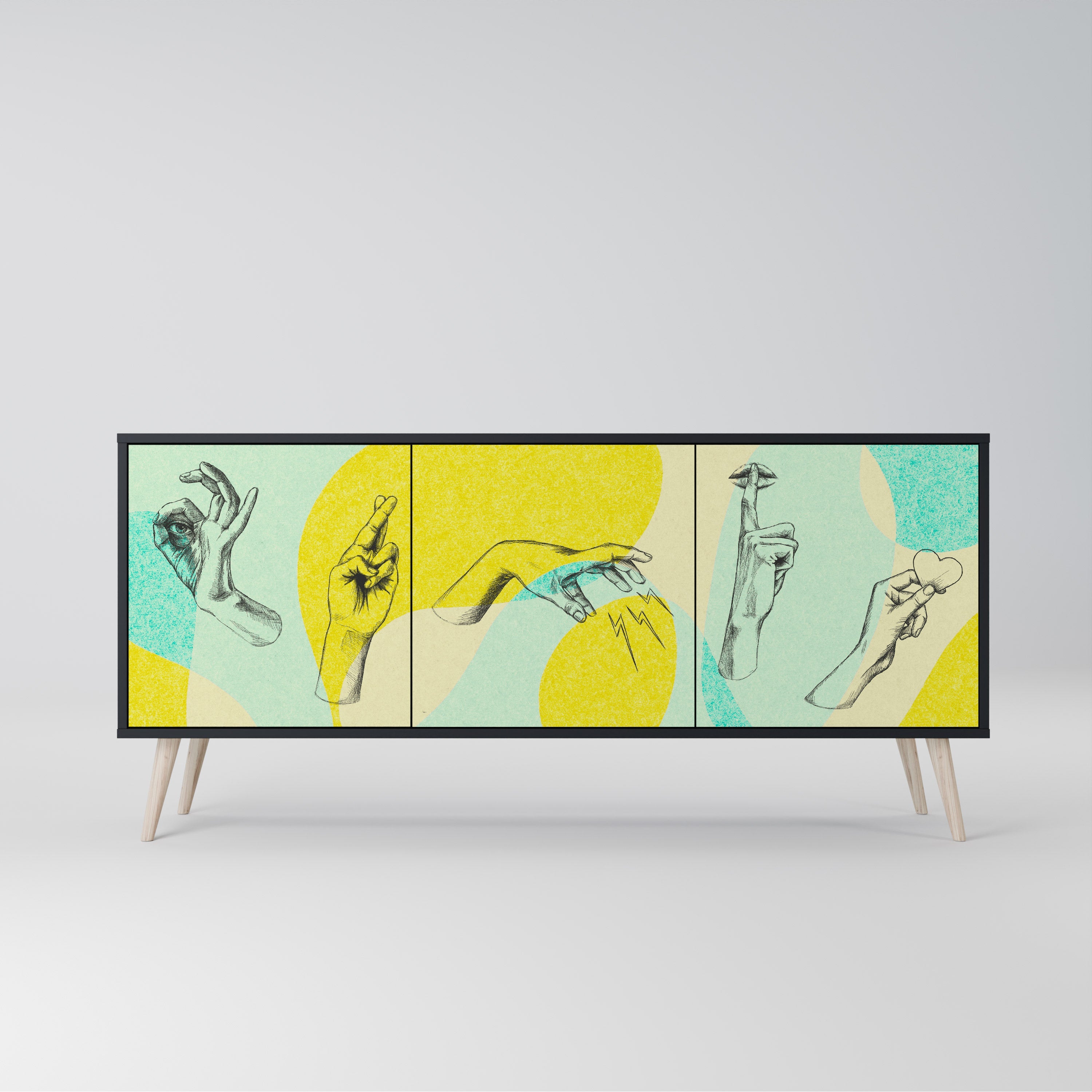BODY LANGUAGE 3-türiges Sideboard in Schwarz