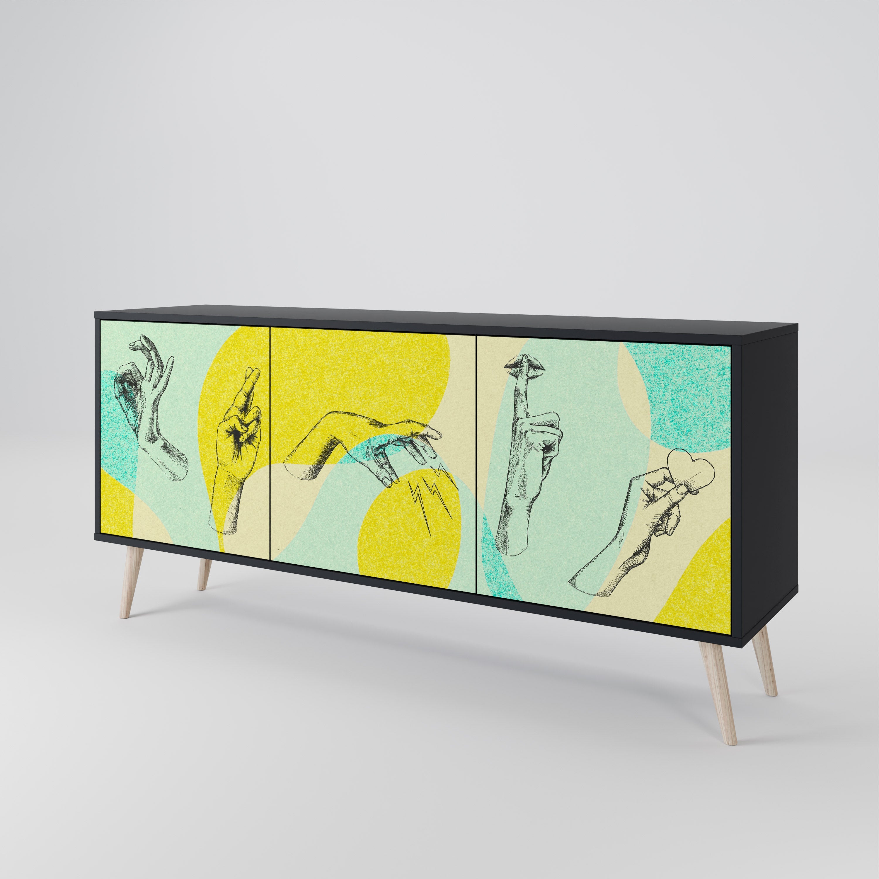 BODY LANGUAGE 3-türiges Sideboard in Schwarz