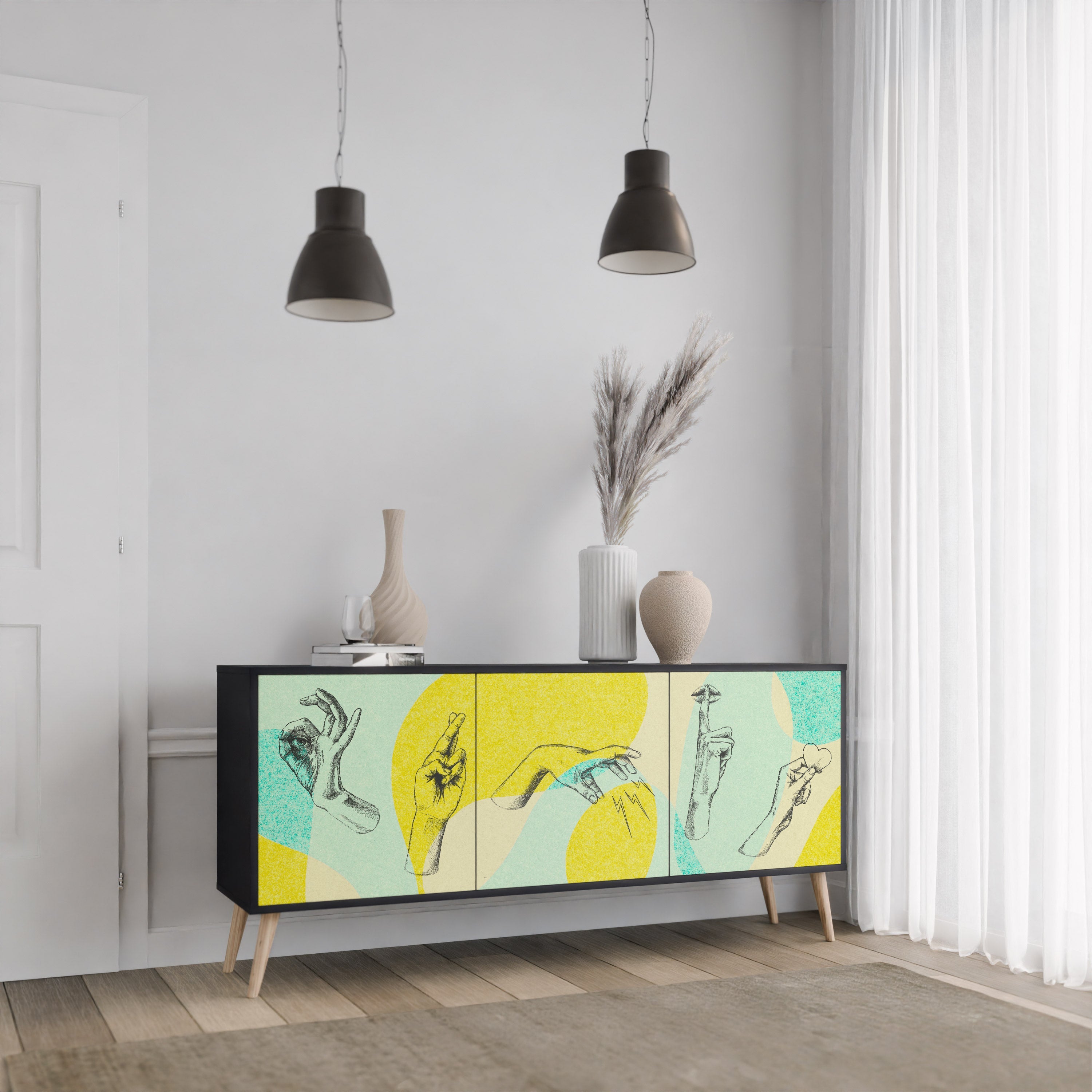 BODY LANGUAGE 3-türiges Sideboard in Schwarz