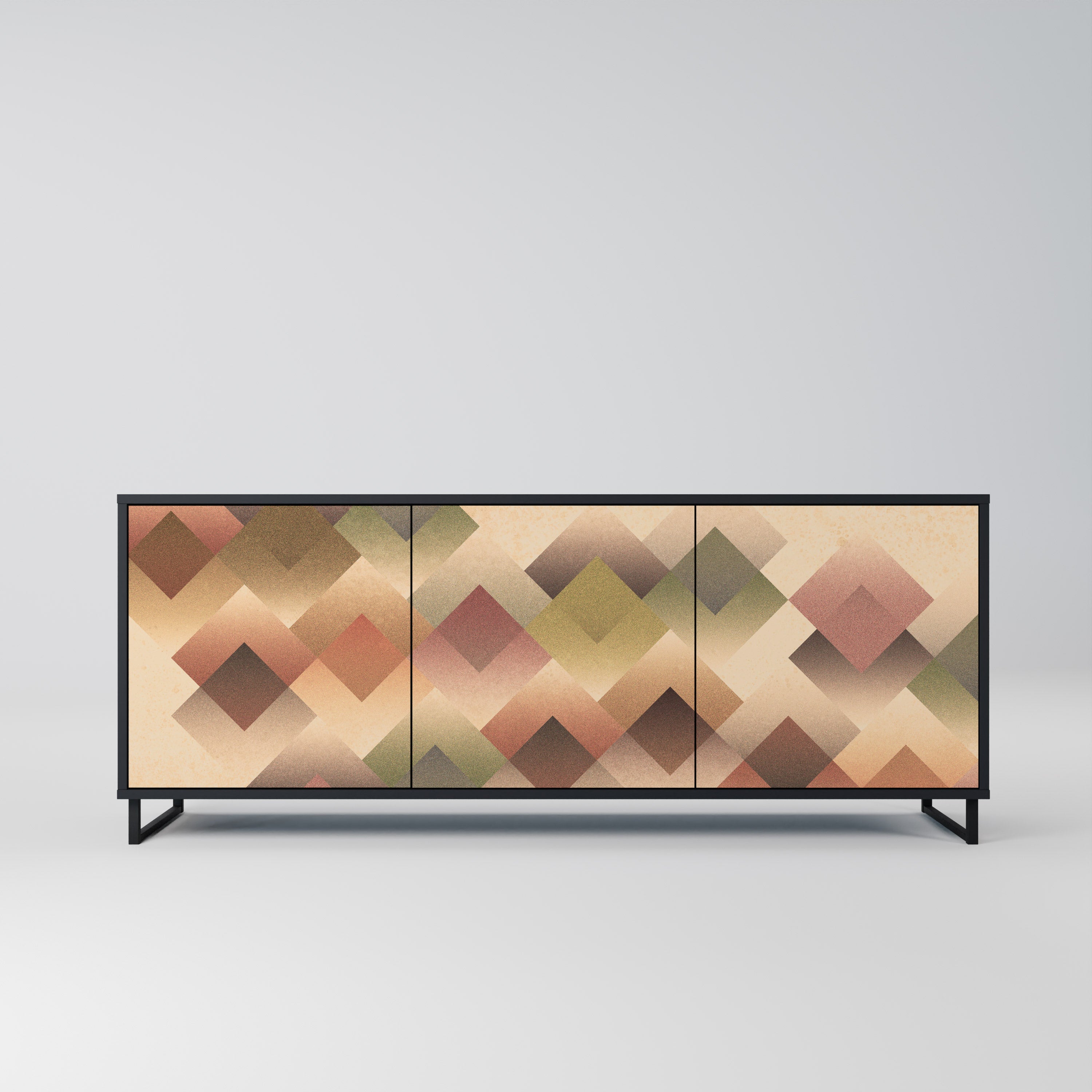 GEOMETRIC FUSION 3-türiges Sideboard in Schwarz