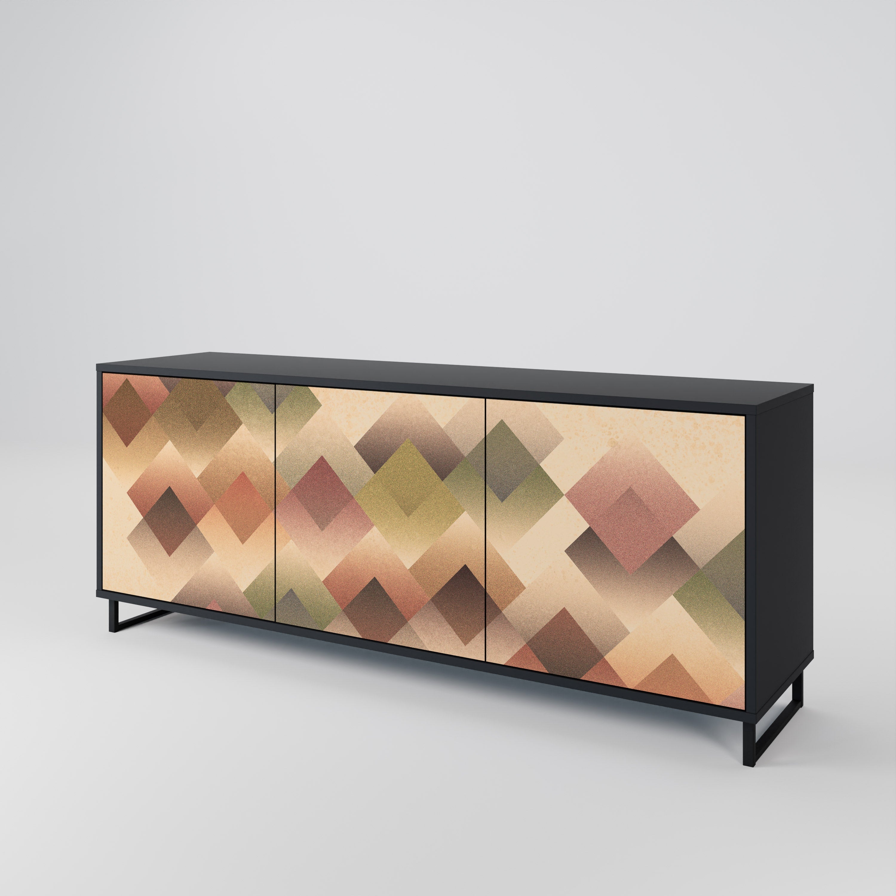 GEOMETRIC FUSION 3-türiges Sideboard in Schwarz