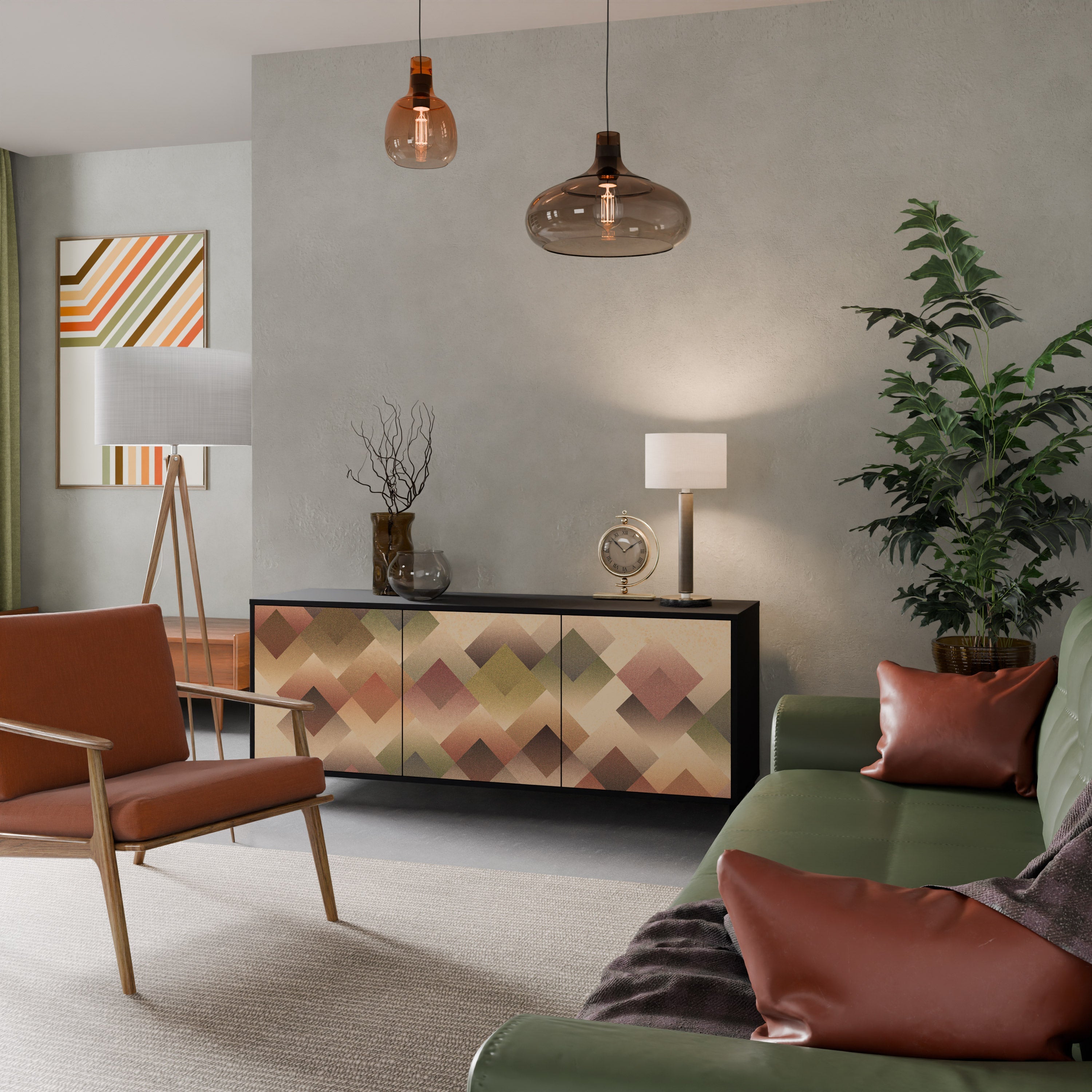 GEOMETRIC FUSION 3-türiges Sideboard in Schwarz