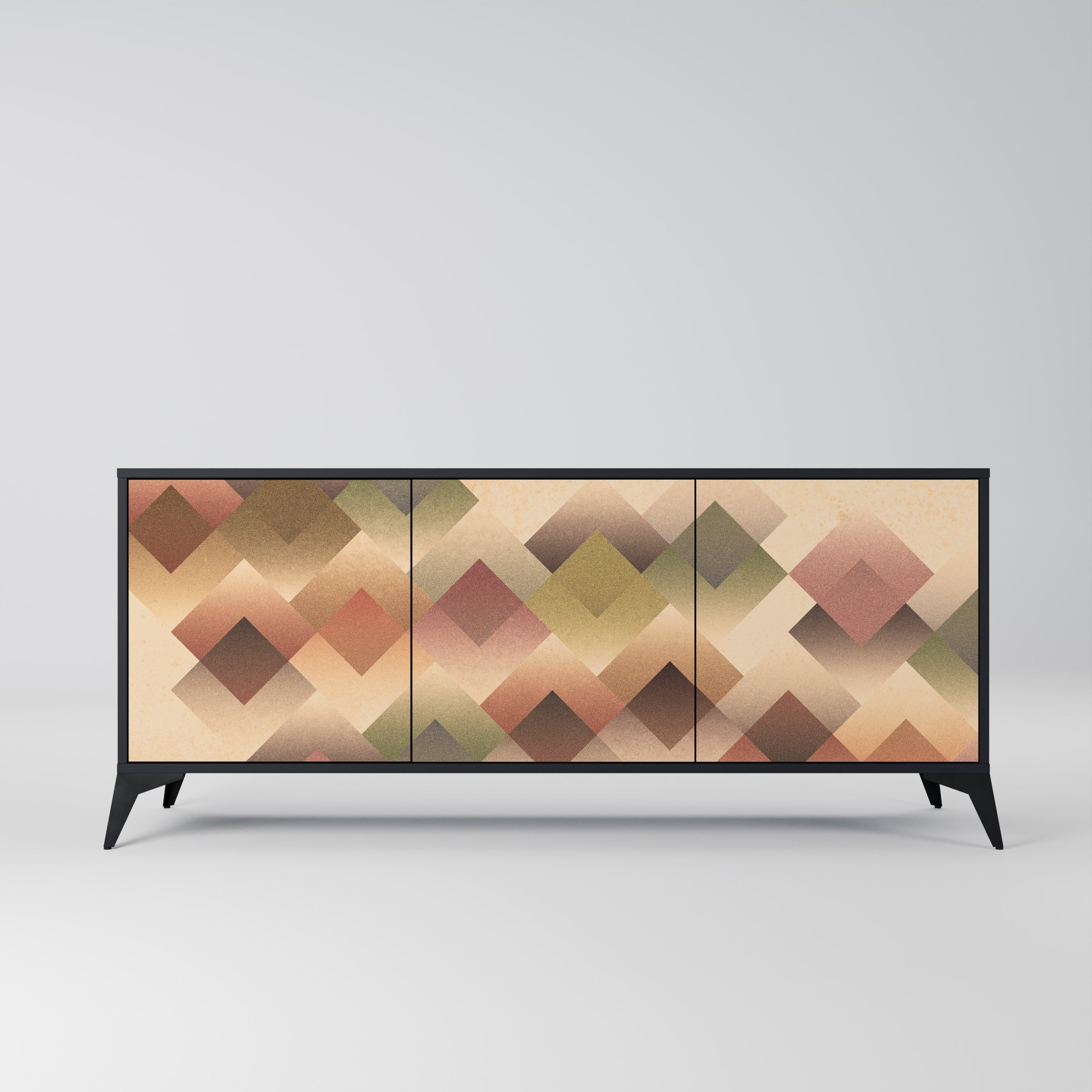GEOMETRIC FUSION 3-türiges Sideboard in Schwarz