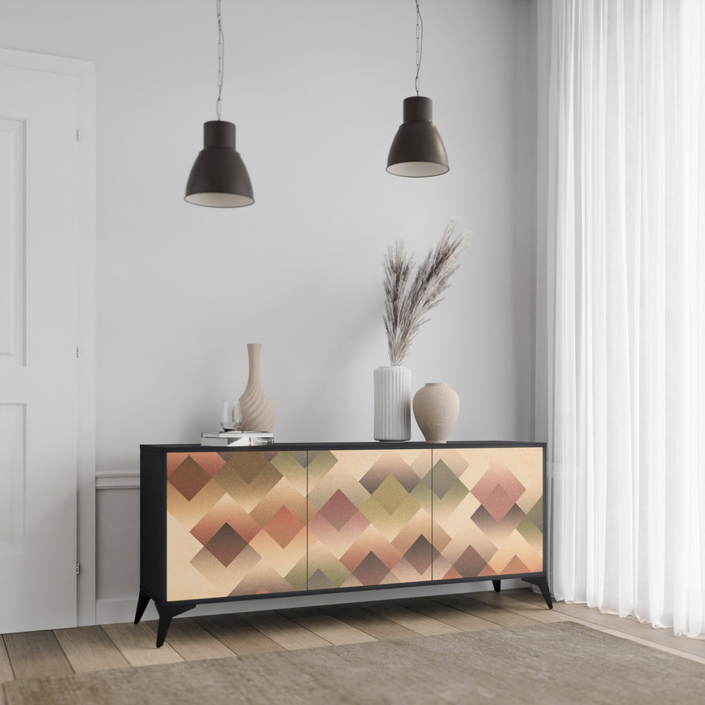 GEOMETRIC FUSION 3-türiges Sideboard in Schwarz