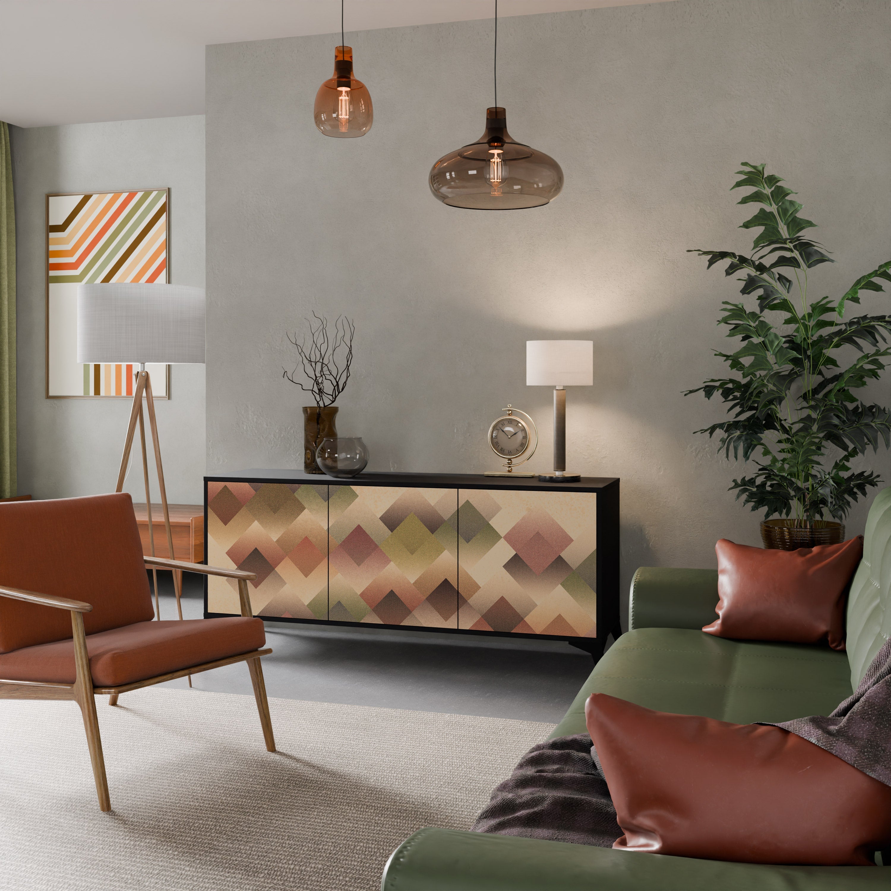 GEOMETRIC FUSION 3-türiges Sideboard in Schwarz