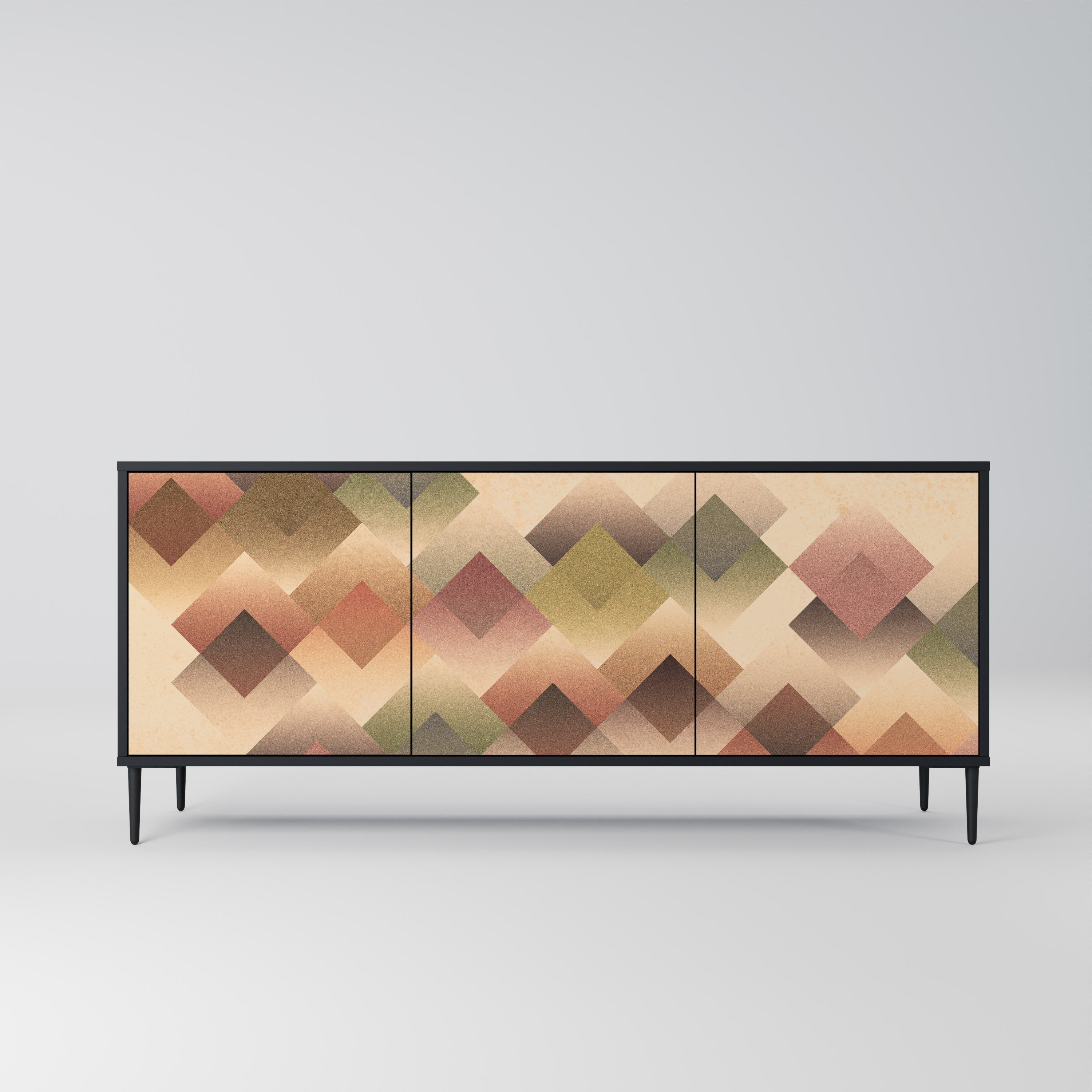 GEOMETRIC FUSION 3-türiges Sideboard in Schwarz