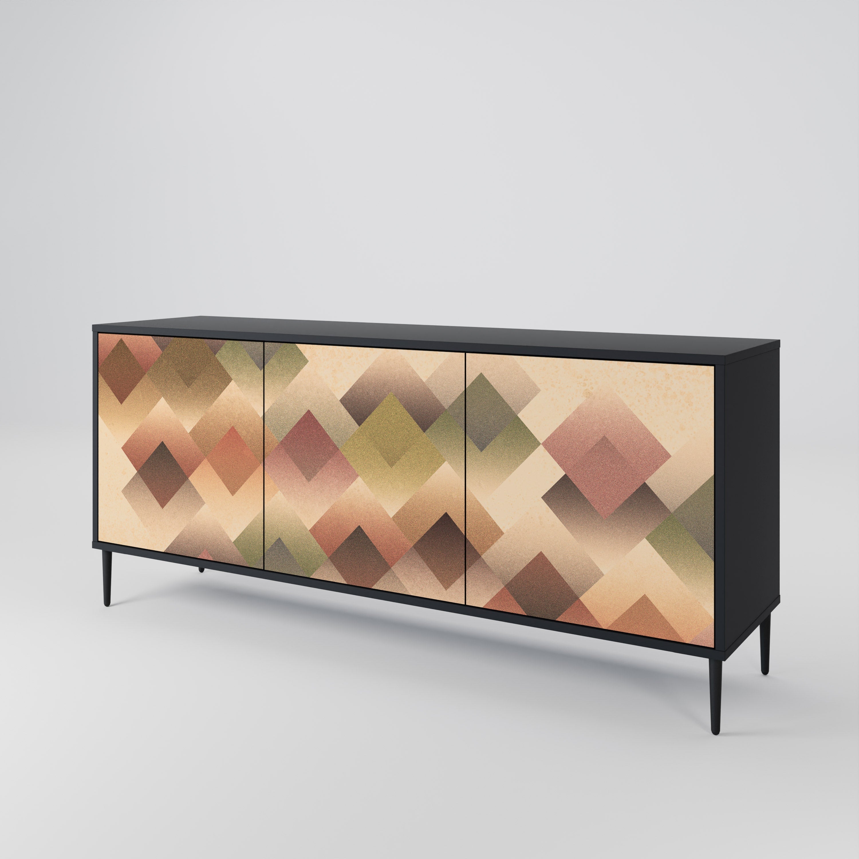 GEOMETRIC FUSION 3-türiges Sideboard in Schwarz
