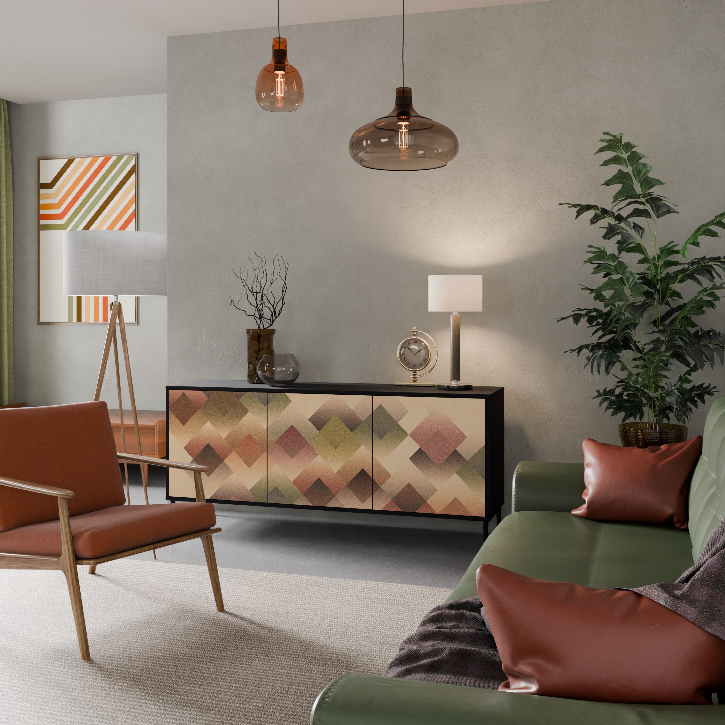 GEOMETRIC FUSION 3-türiges Sideboard in Schwarz